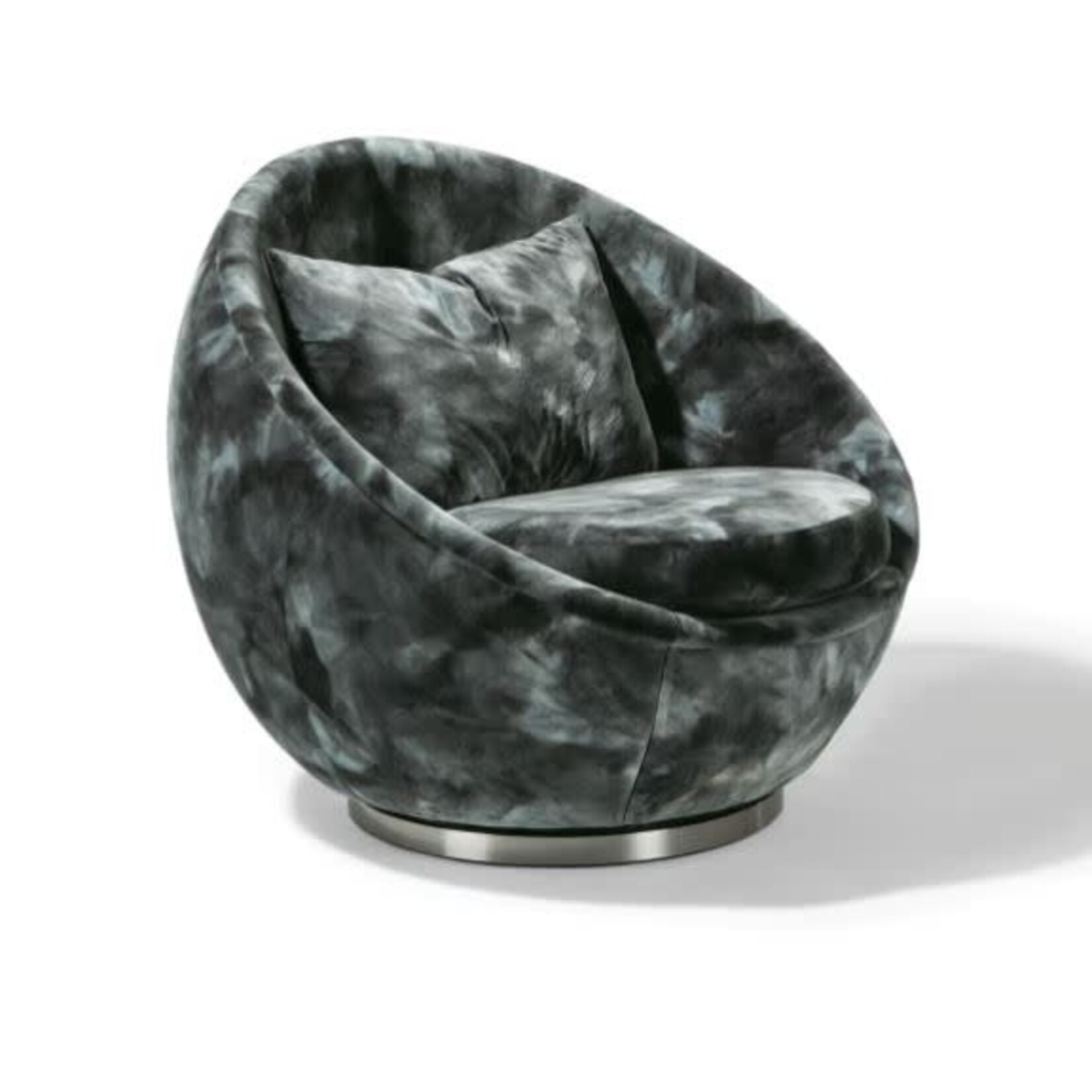 Thayer Coggin Good Egg Swivel Chair Ivory Boucle