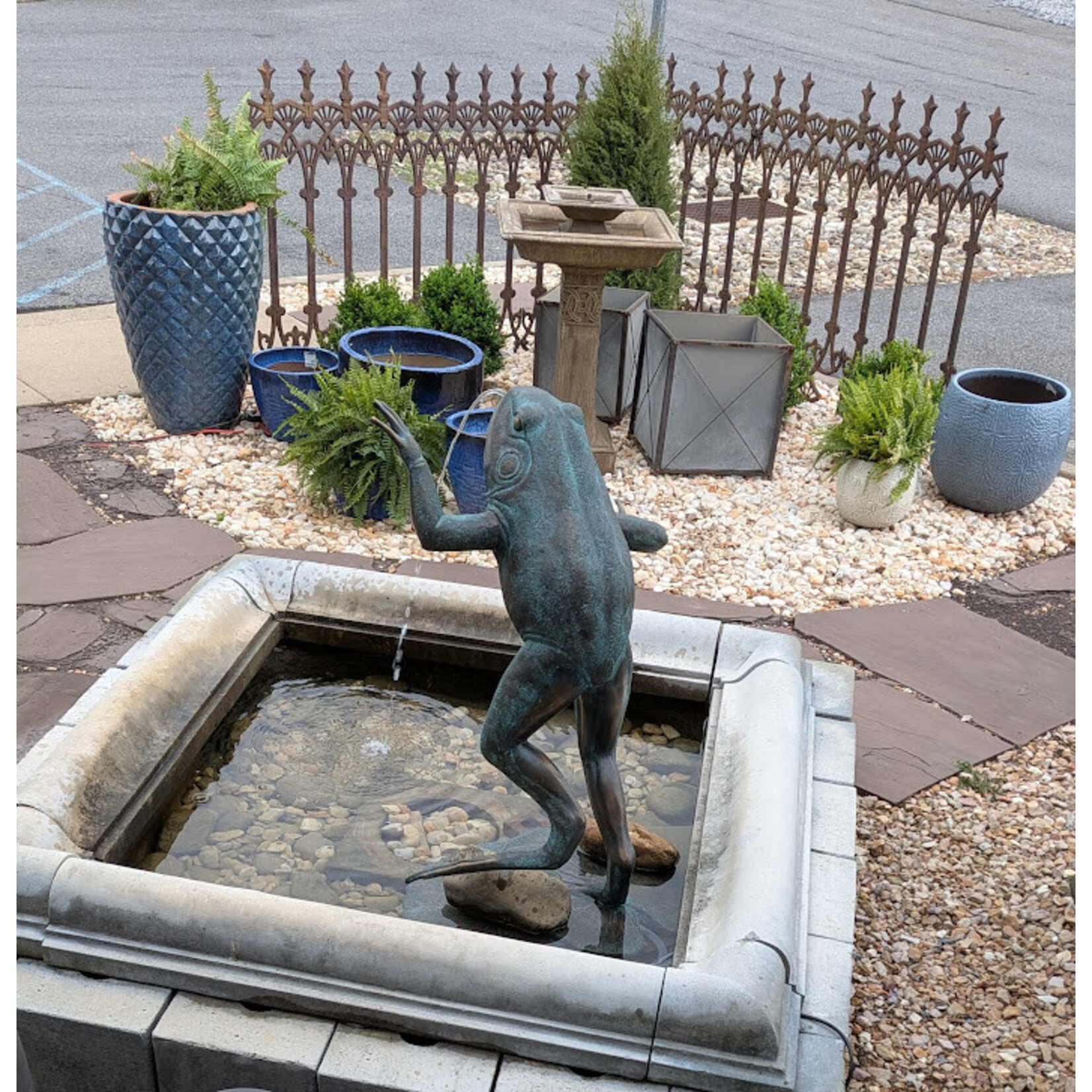 Metropolitan Bronze Large Jumping Frog Fountain Sculpture
