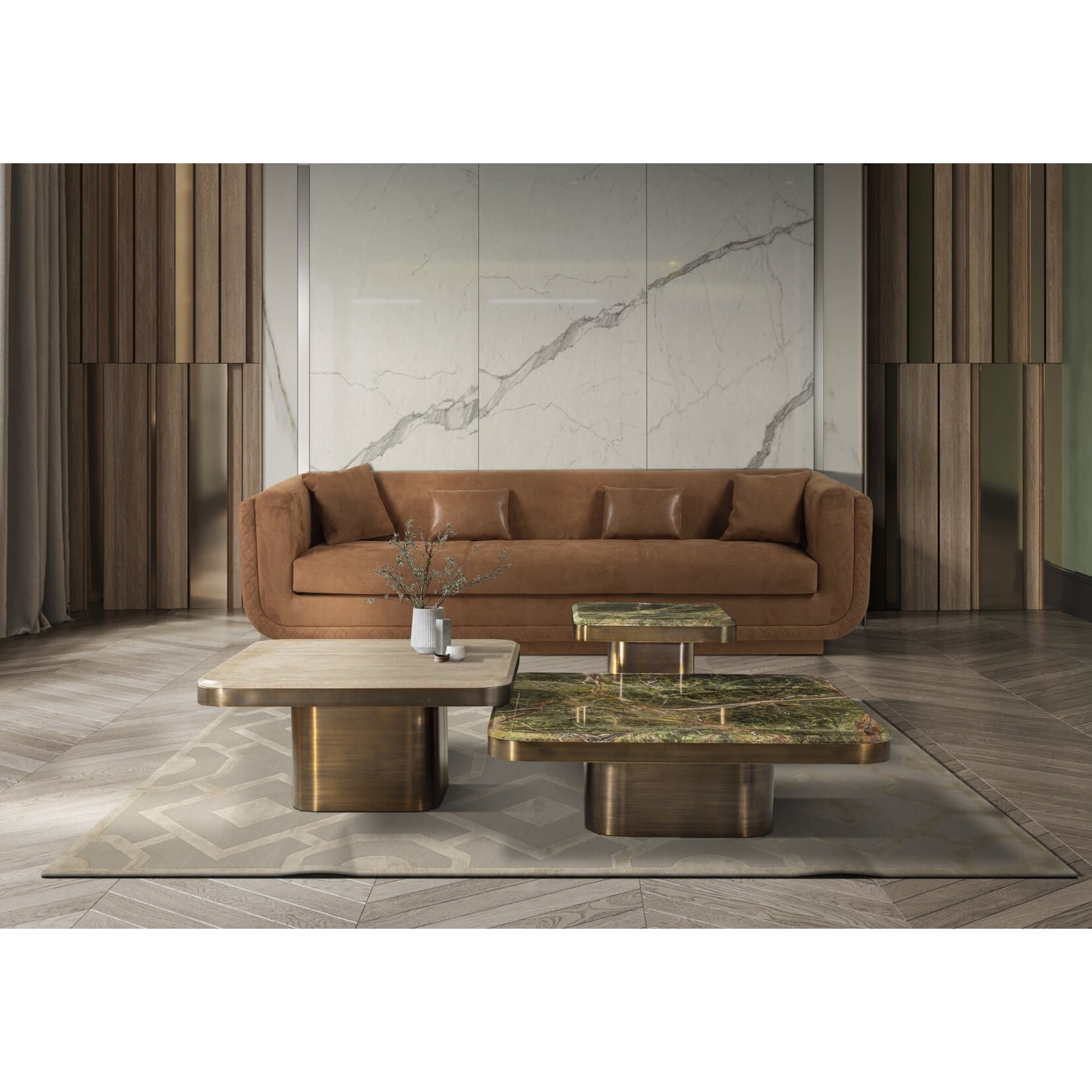 Stone International Jupiter High Square Forest Green Marble Lamp Table