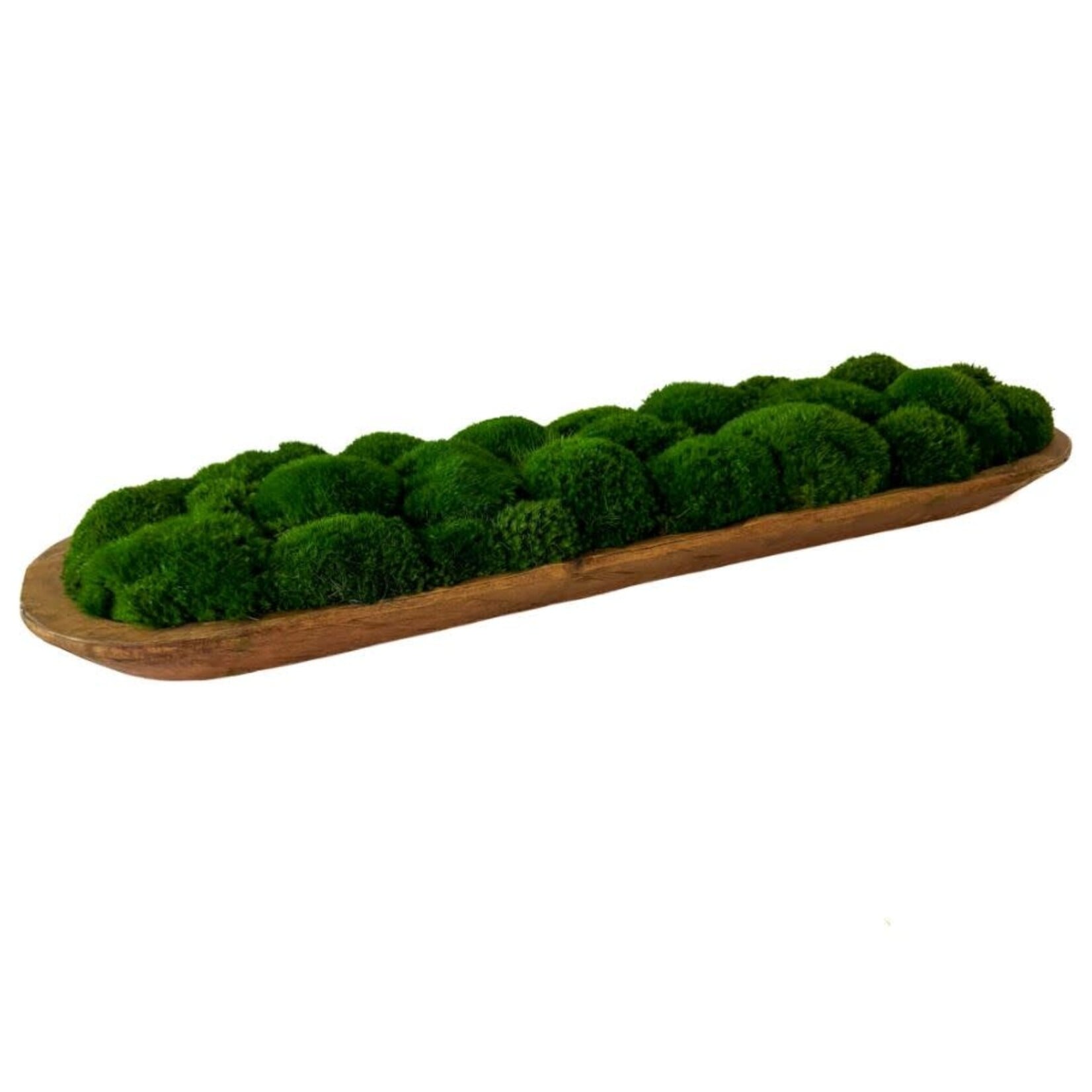 Forever Green Art Preserved Mossed Large Carved Wooden Long Bowl