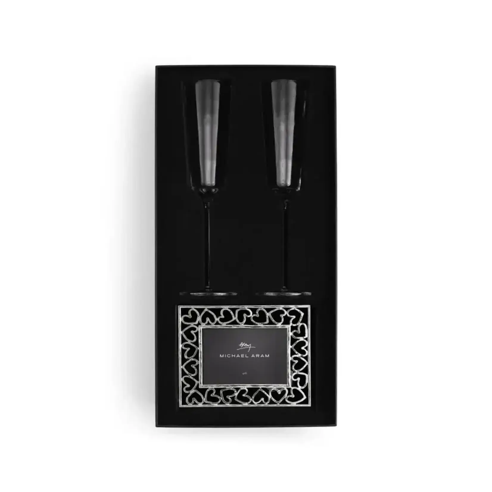 Michael Aram Reflective Champagne Flute & Heart Frame 4x6 Gift Set