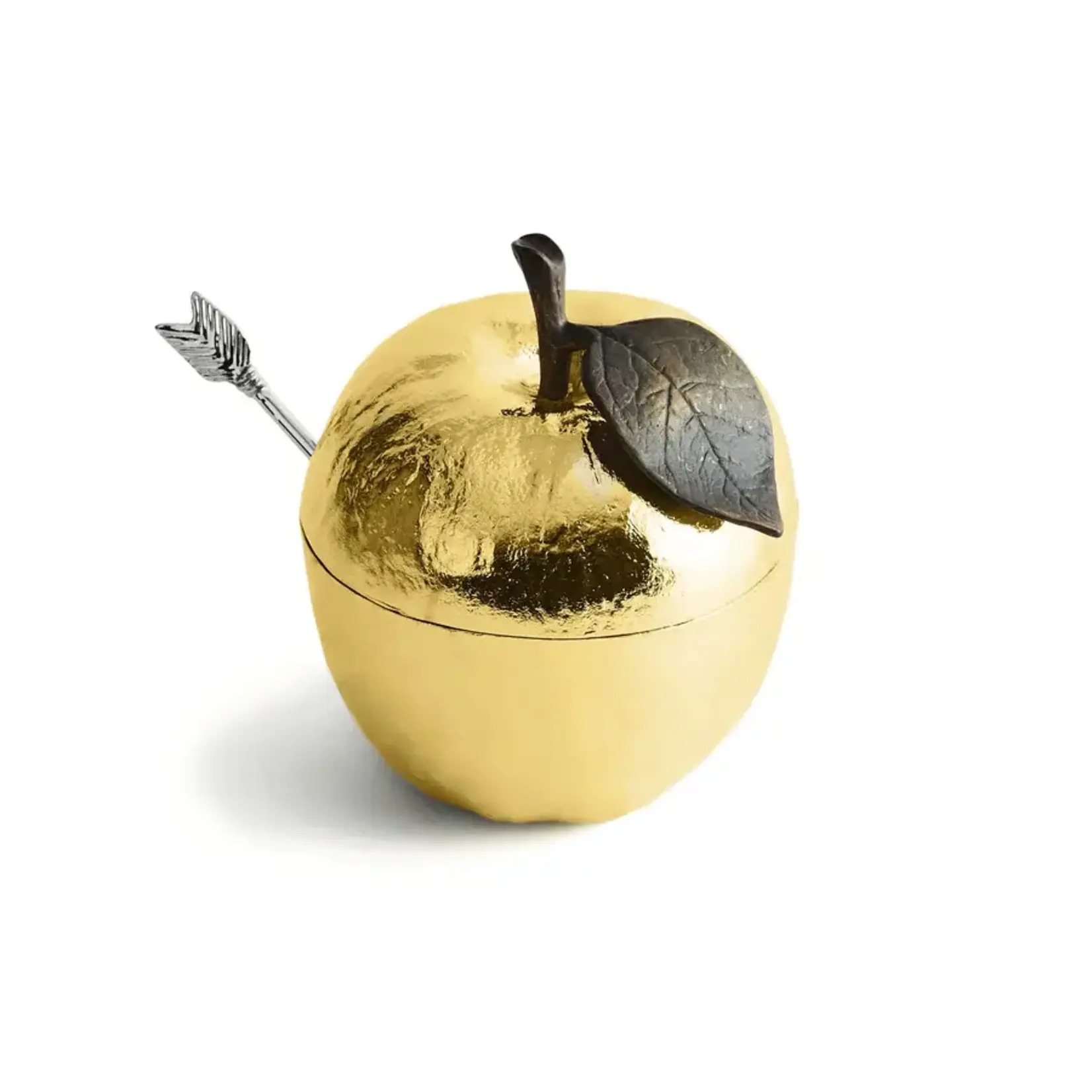 Michael Aram Apple Honey Pot with Spoon Nickelplate Gold