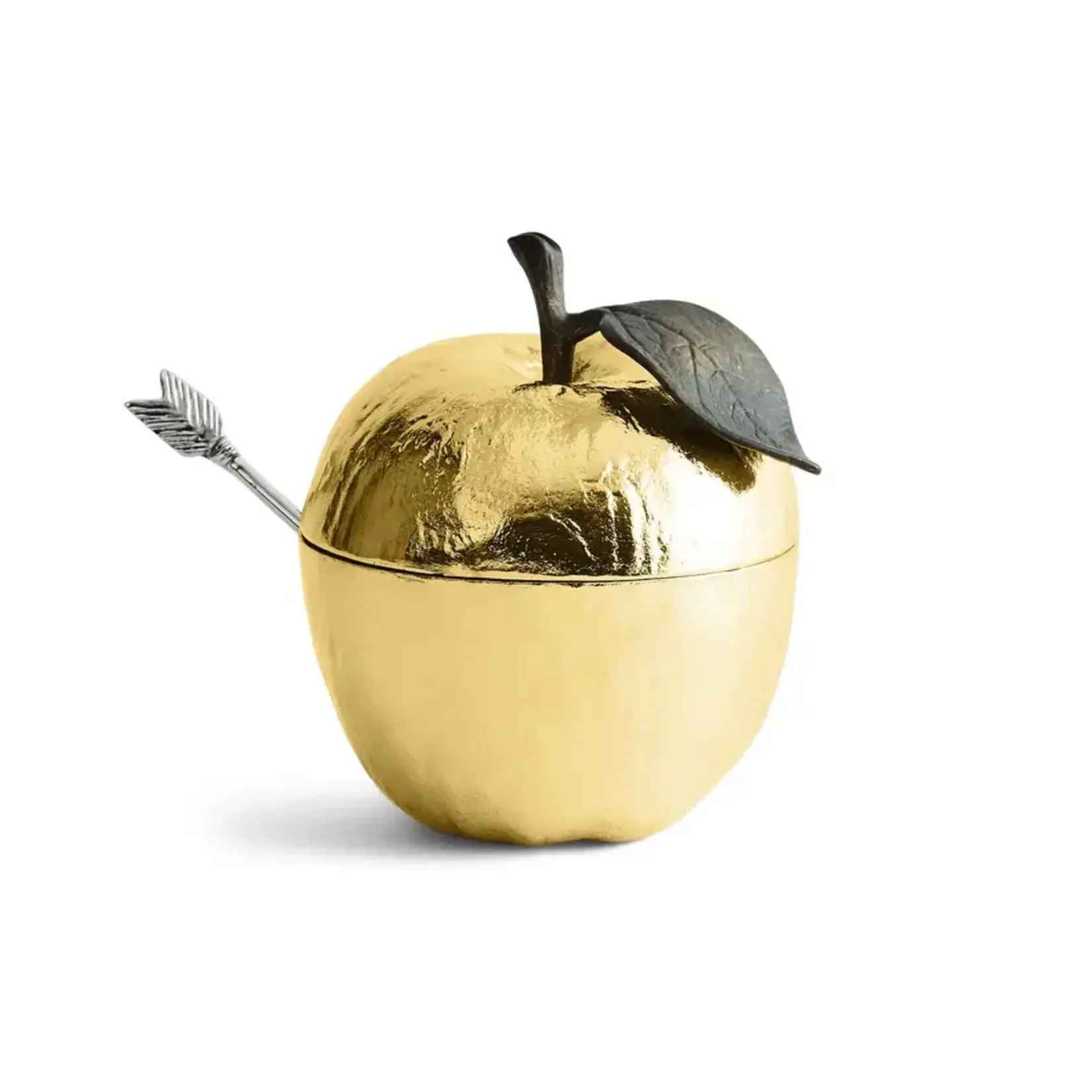 Michael Aram Apple Honey Pot with Spoon Nickelplate Gold