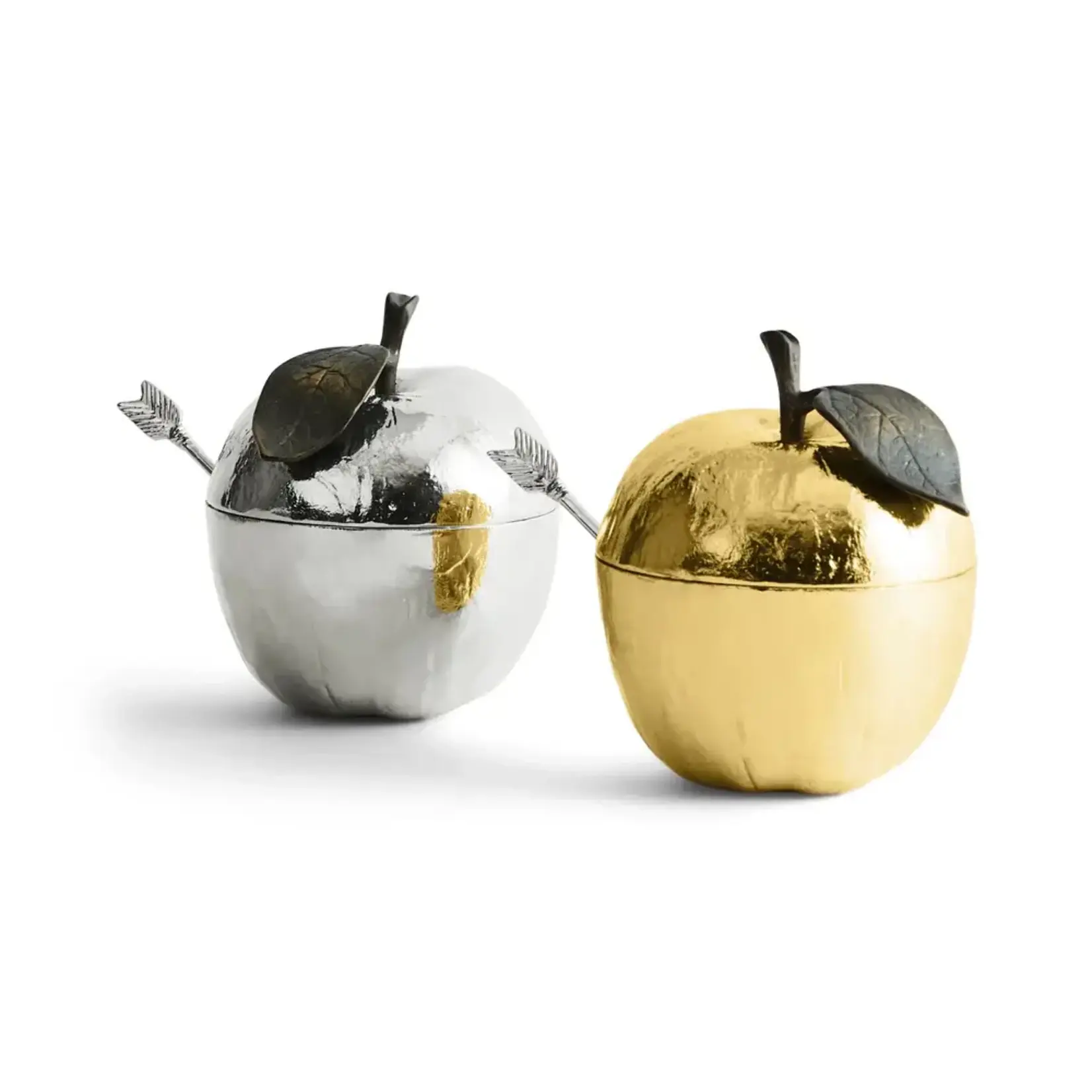 Michael Aram Apple Honey Pot with Spoon Nickelplate Gold