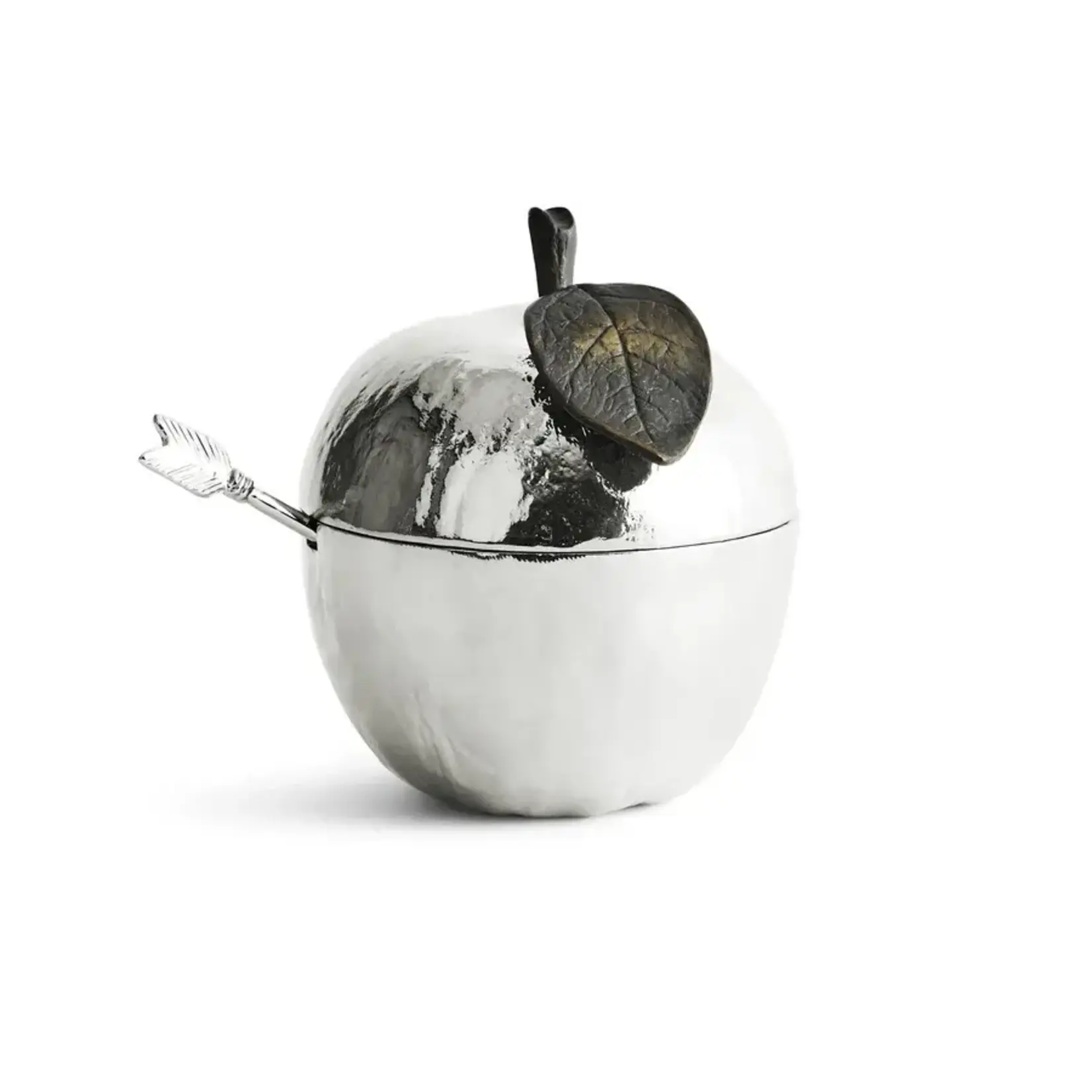 Michael Aram Apple Honey Pot with Spoon Nickelplate Silver