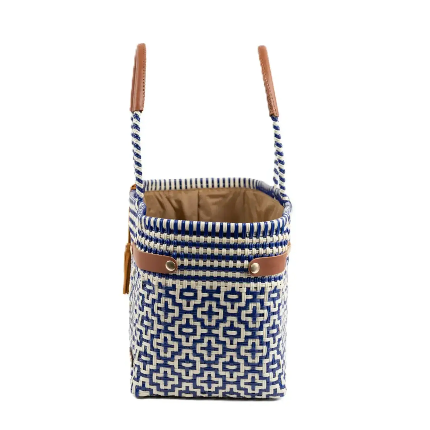 Luzia Collection Basket Jumbo Tote Cross Diamond Navy Blue White