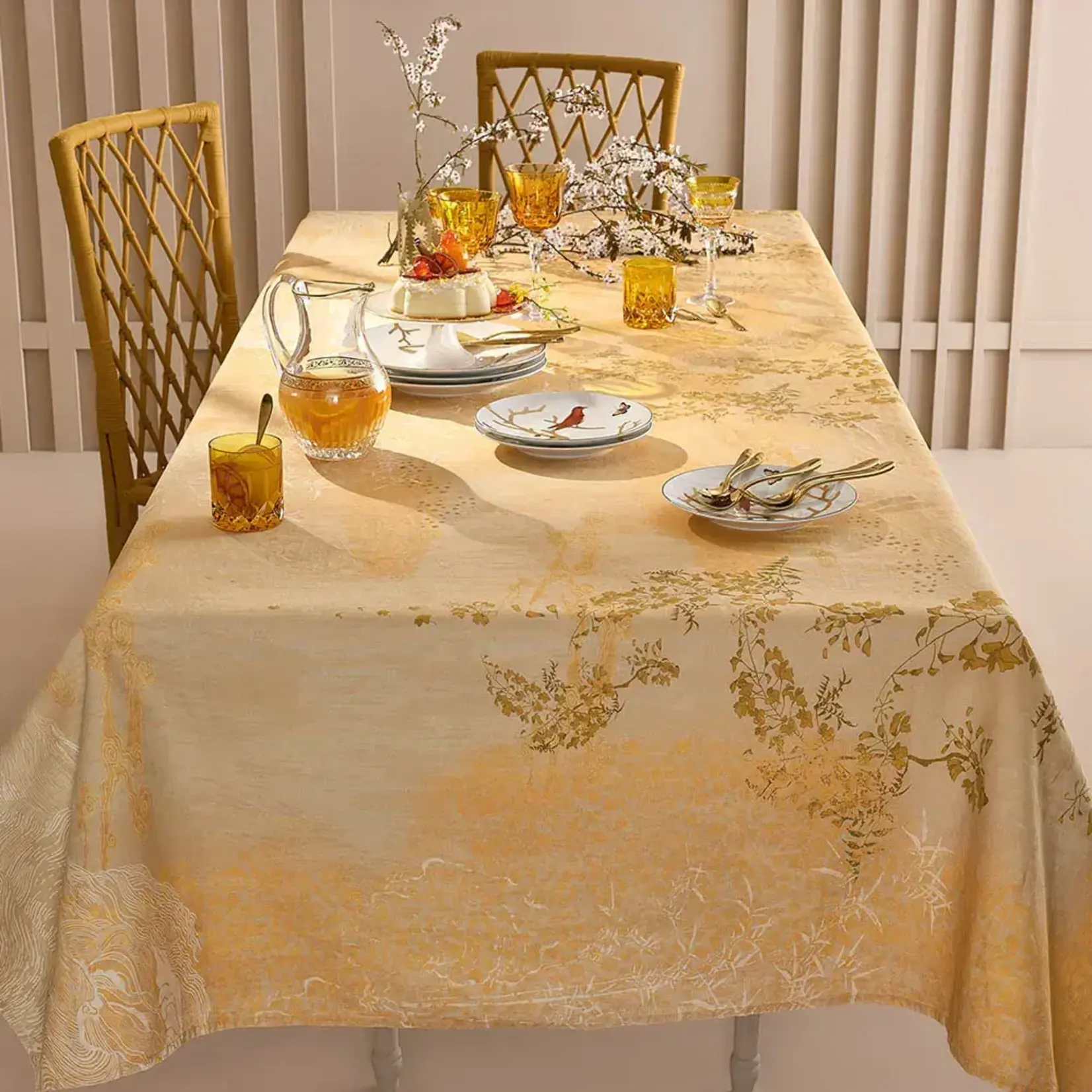 Garnier Thiebaut Soleil D'Or Dore Tablecloth 61"x120" Golden