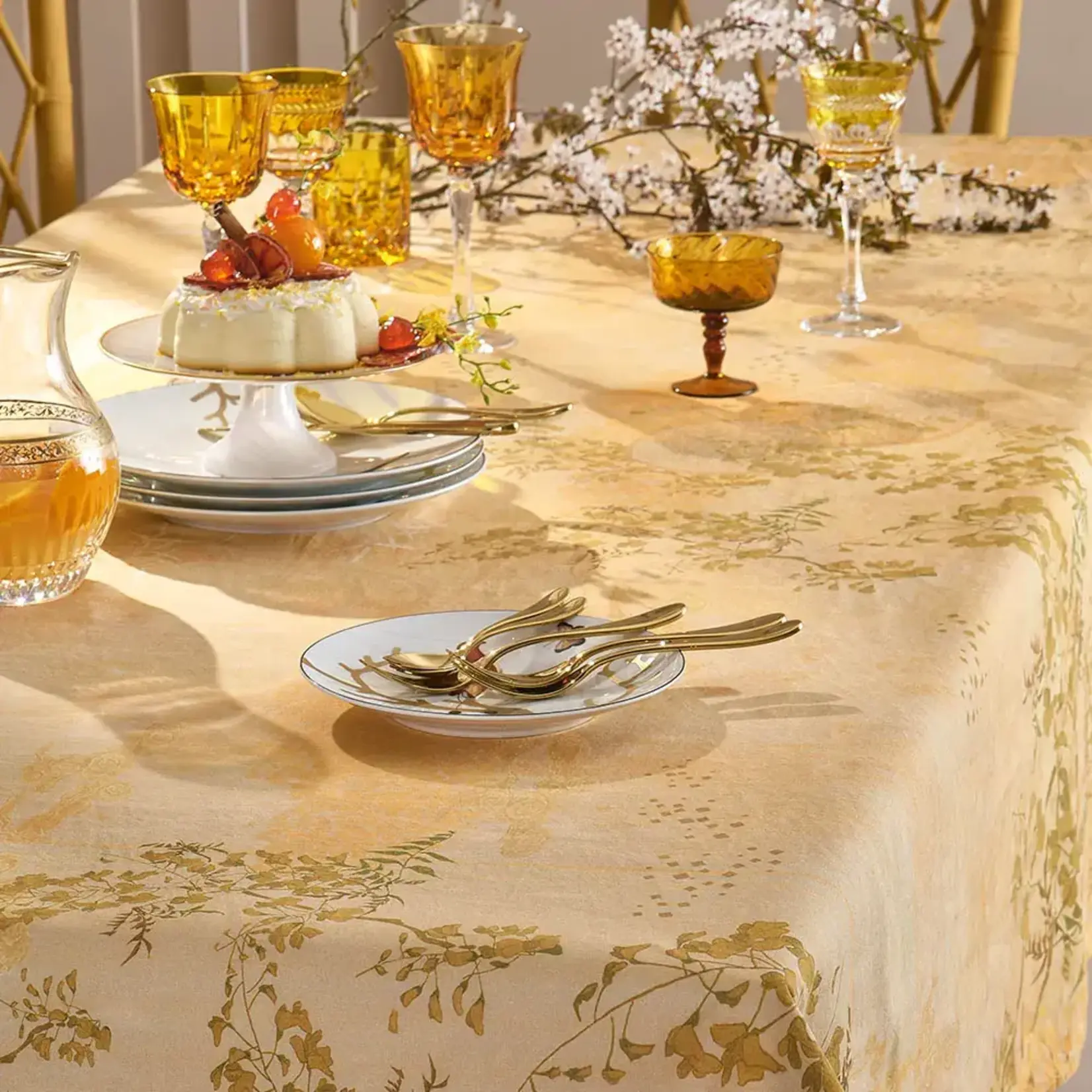 Garnier Thiebaut Soleil D'Or Dore Tablecloth 61"x120" Golden