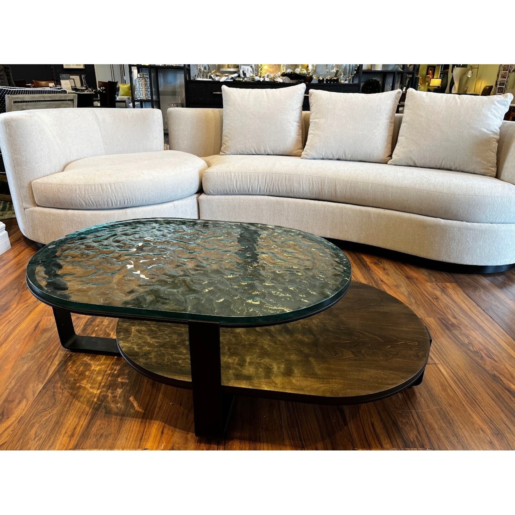 Charleston Forge Underwood Forged Cocktail Table Maple Riverside Glass Top