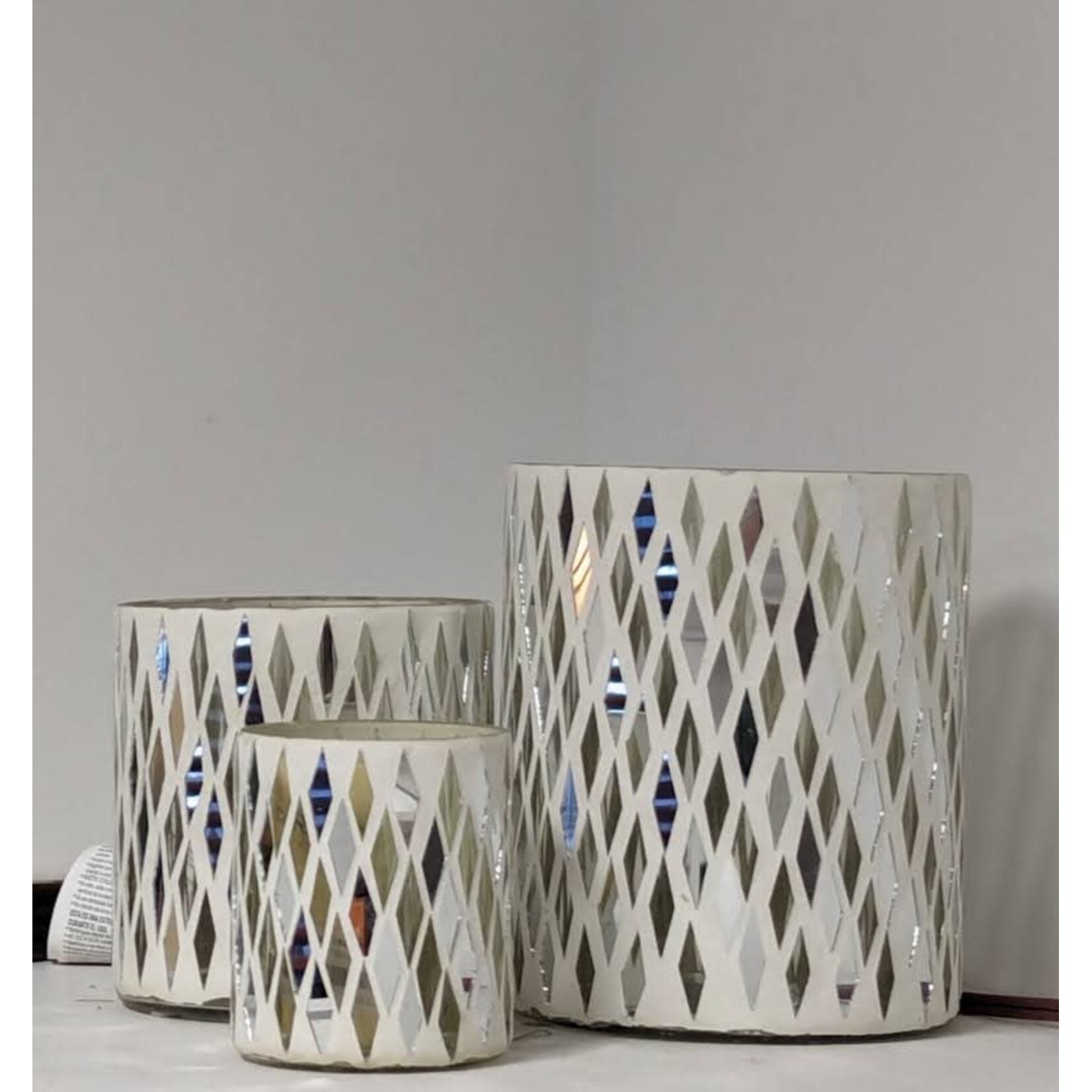 Two's Company White Mirror Candleholder