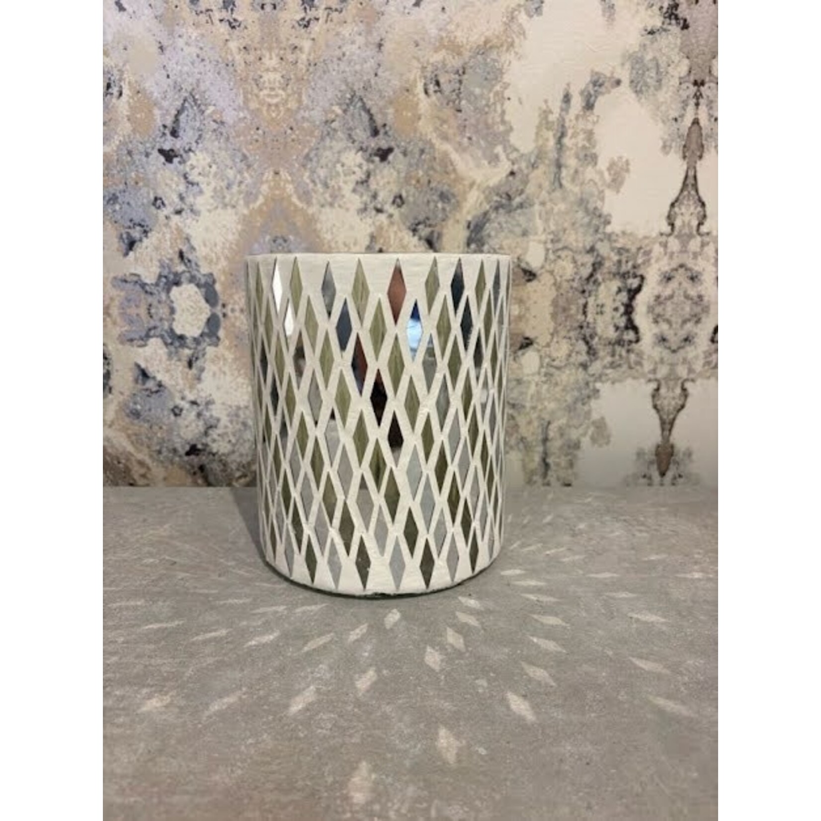 Two's Company White Mirror Candleholder