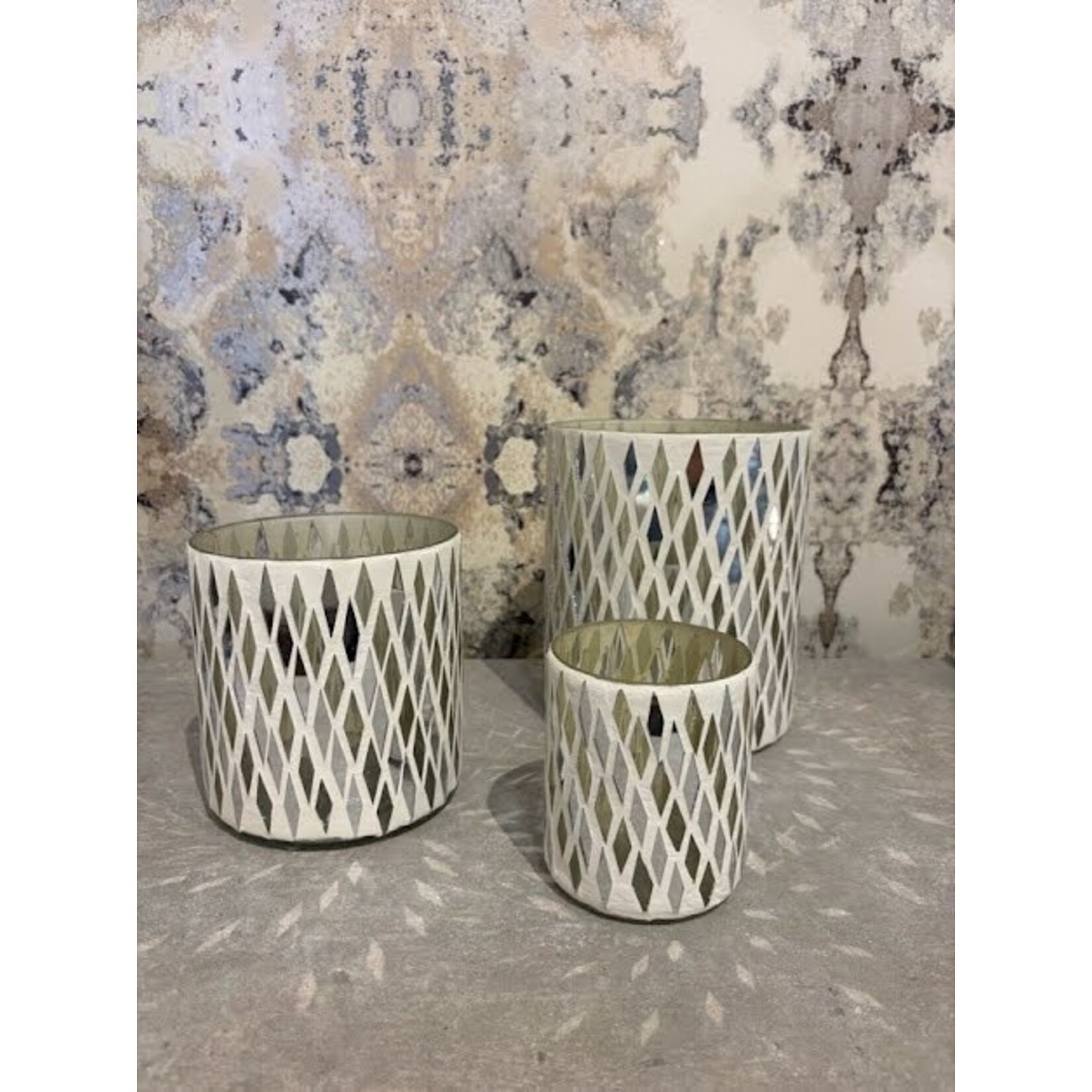 Two's Company White Mirror Candleholder