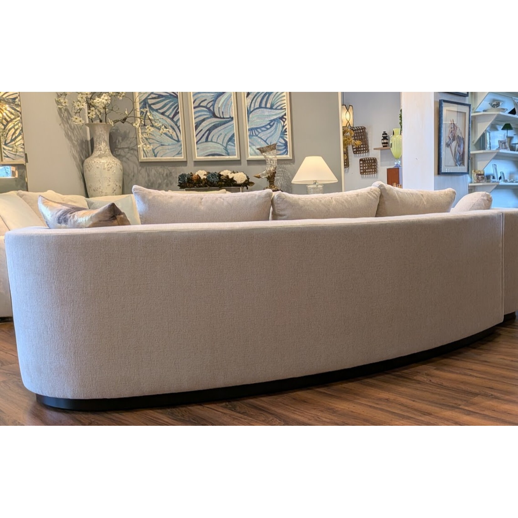 Thayer Coggin Ooola Swivel Sectional Sculpted Taupe Sofa