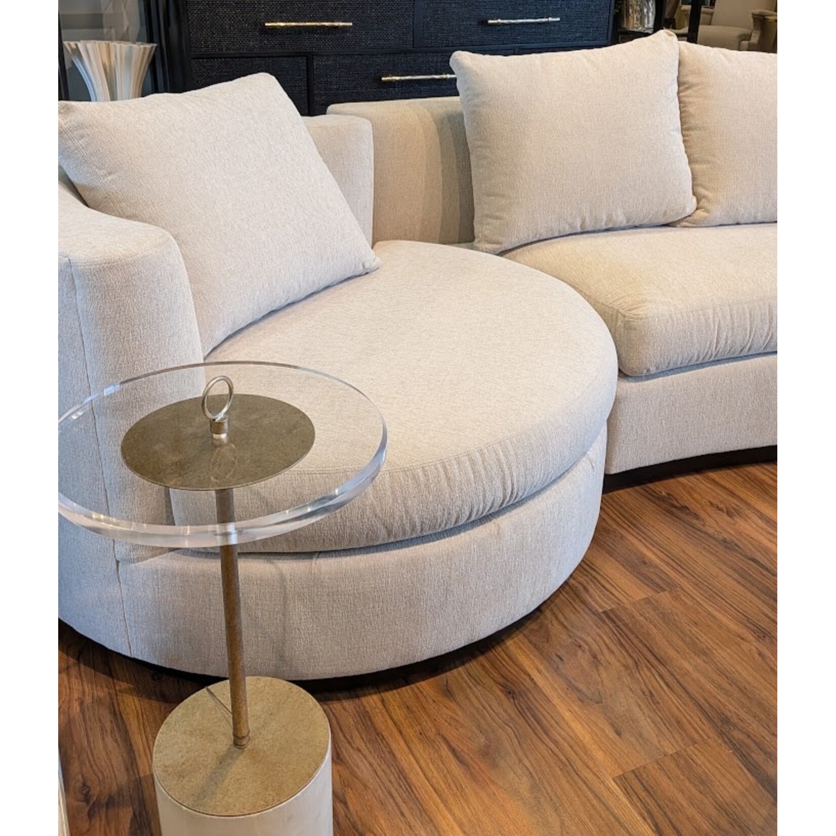 Thayer Coggin Ooola Swivel Sectional Sculpted Taupe Sofa