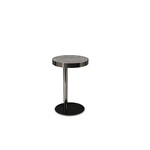 Stone International Telescope Round Gun Metal Base Midnight Gray Marble Accent Table
