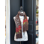 2CHIC Animal Print & Red Roses Scarf