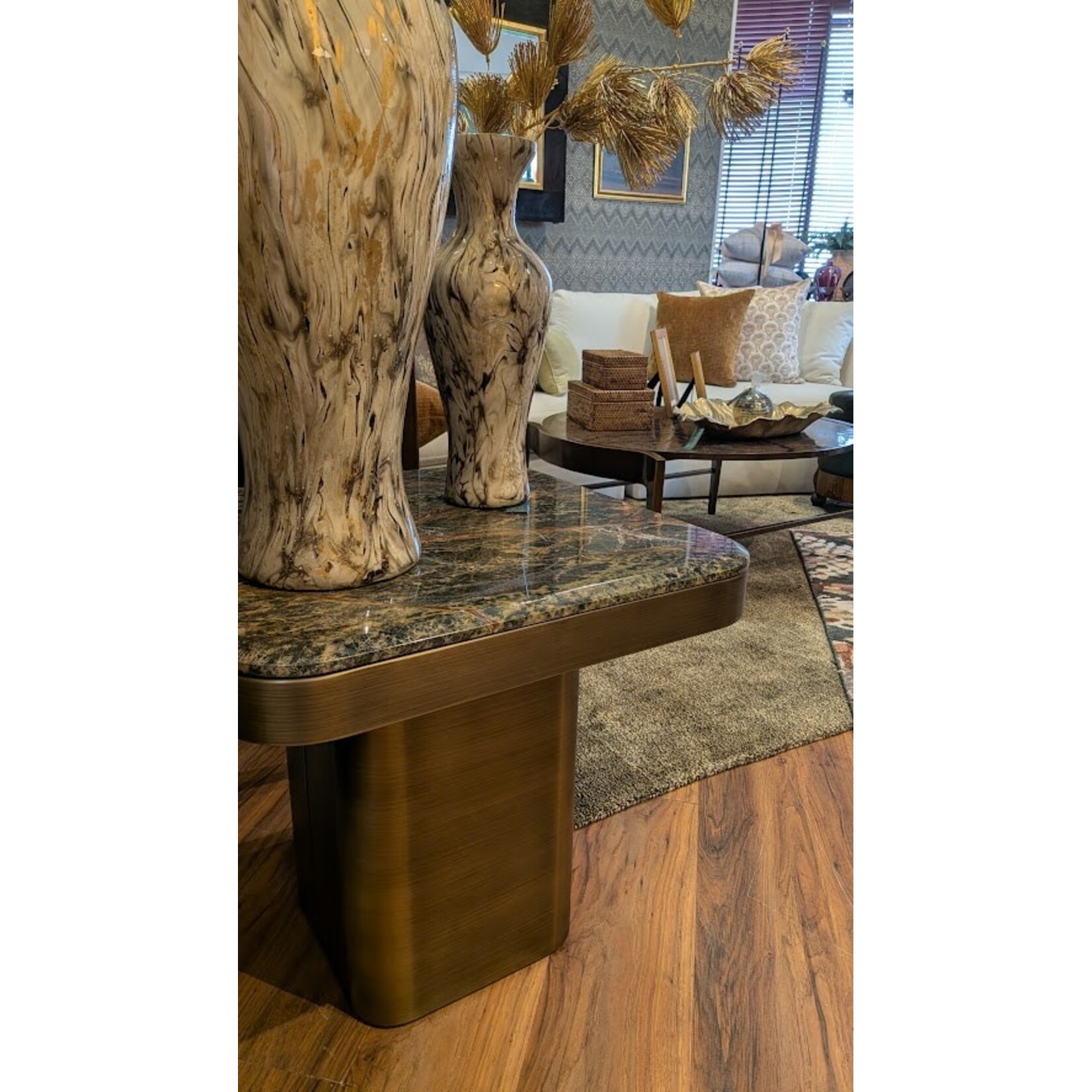 Stone International Jupiter High Square Forest Green Marble Lamp Table