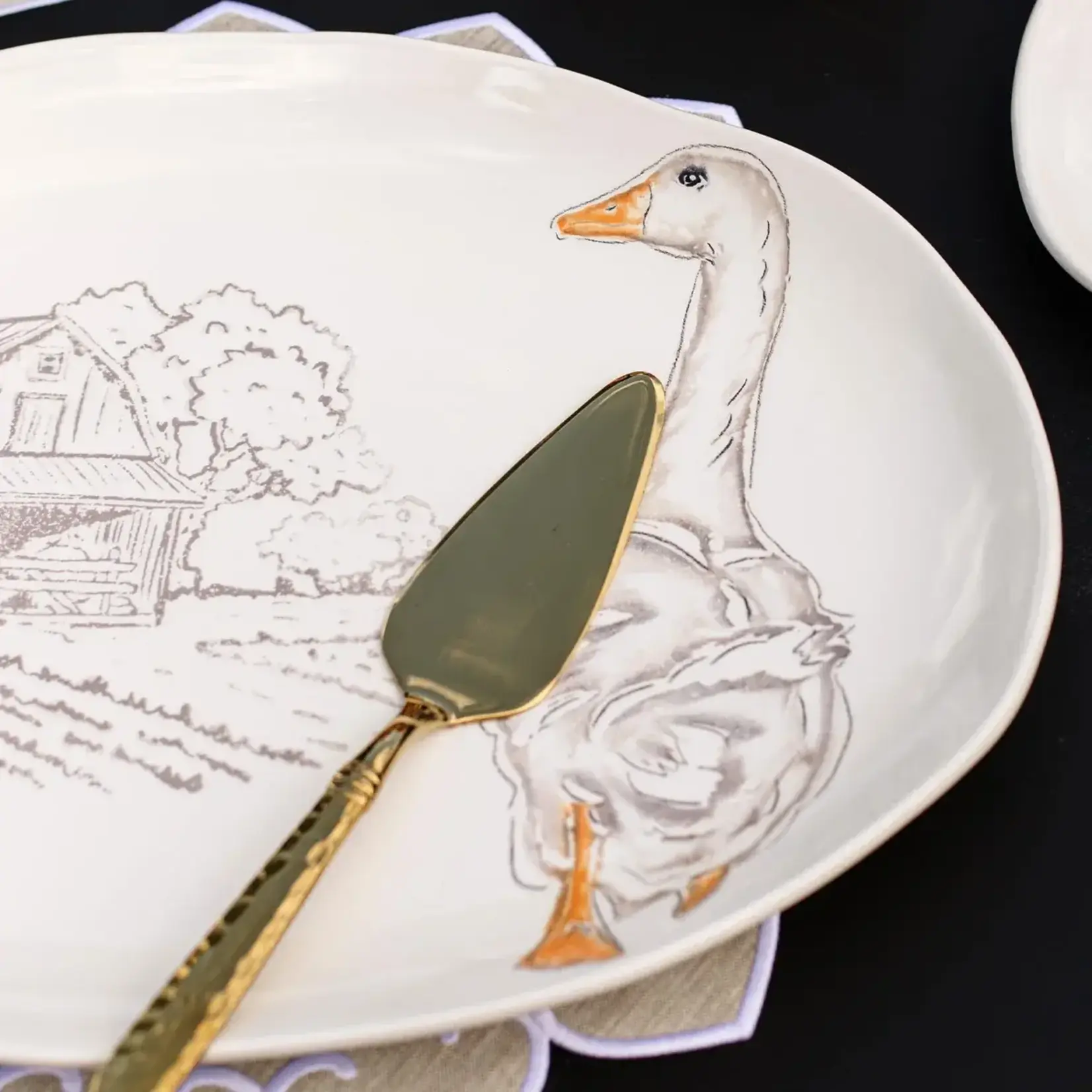 Vietri Fattoria Goose Large Oval Platter