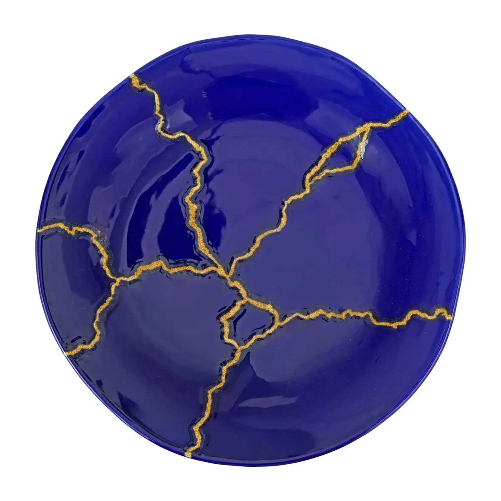 Vietri Storia Blue and Gold Round Platter