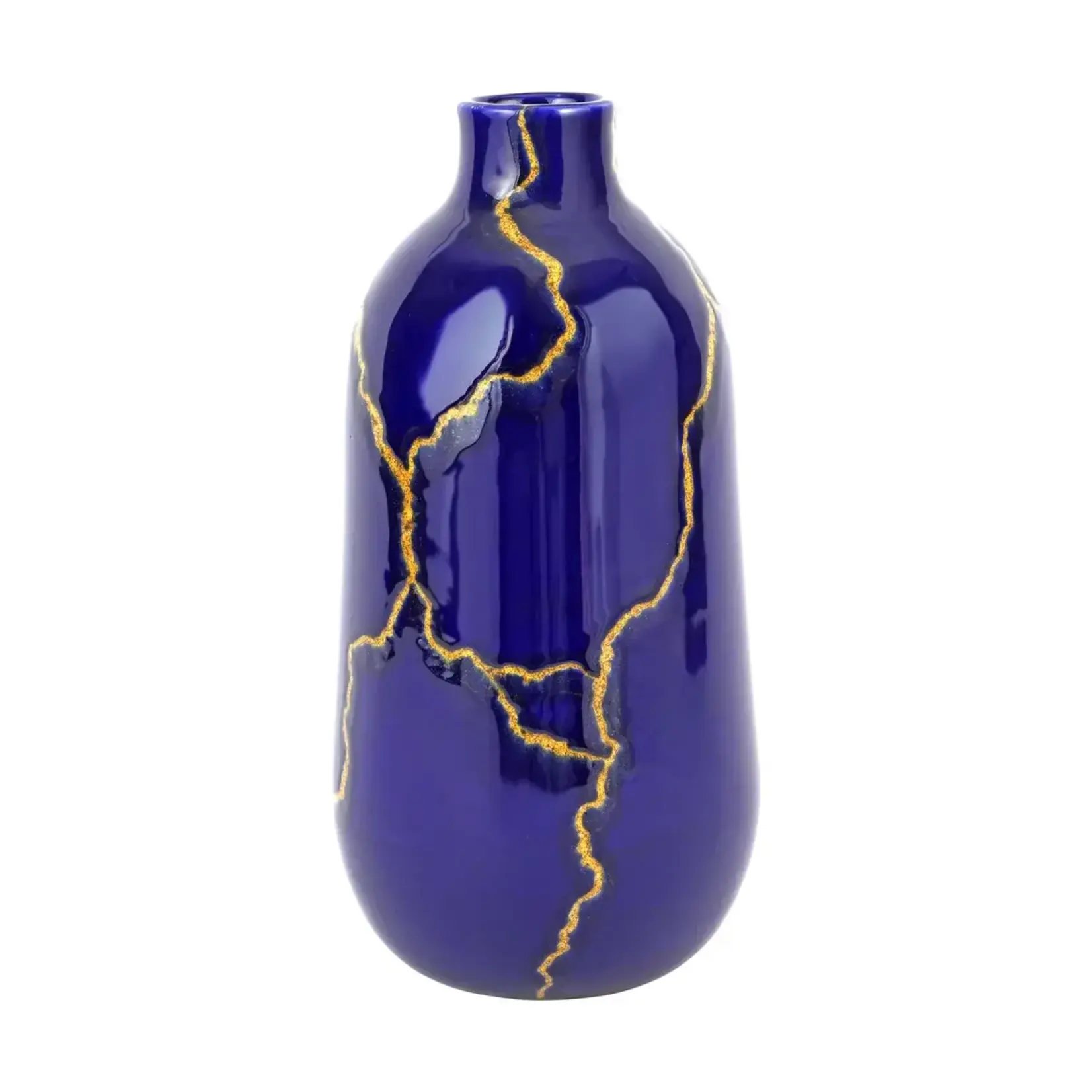 Vietri Storia Medium Blue Gold Vase