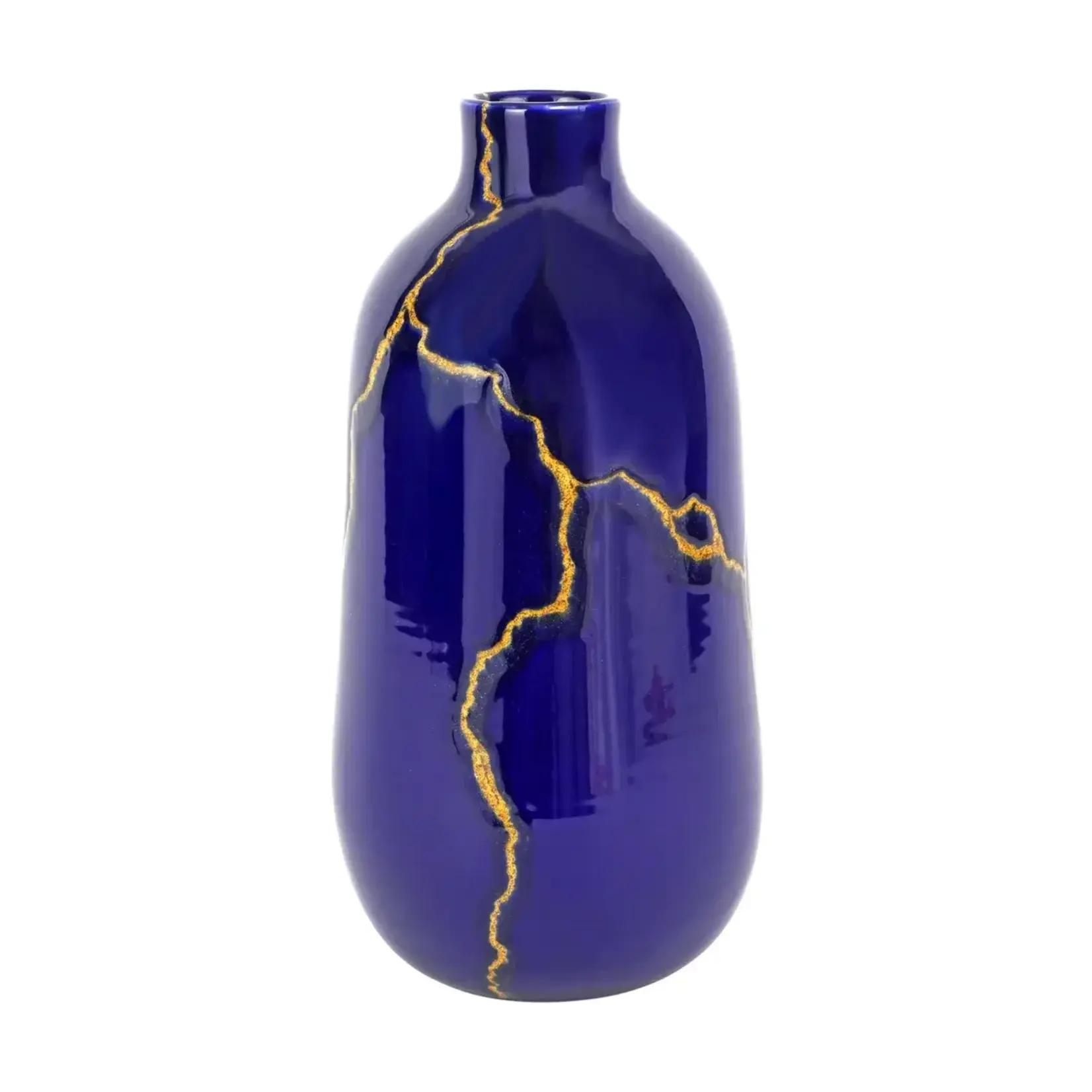 Vietri Storia Medium Blue Gold Vase