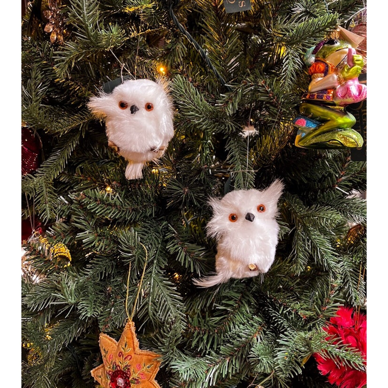 RAZ Imports White Owl Ornament 4"