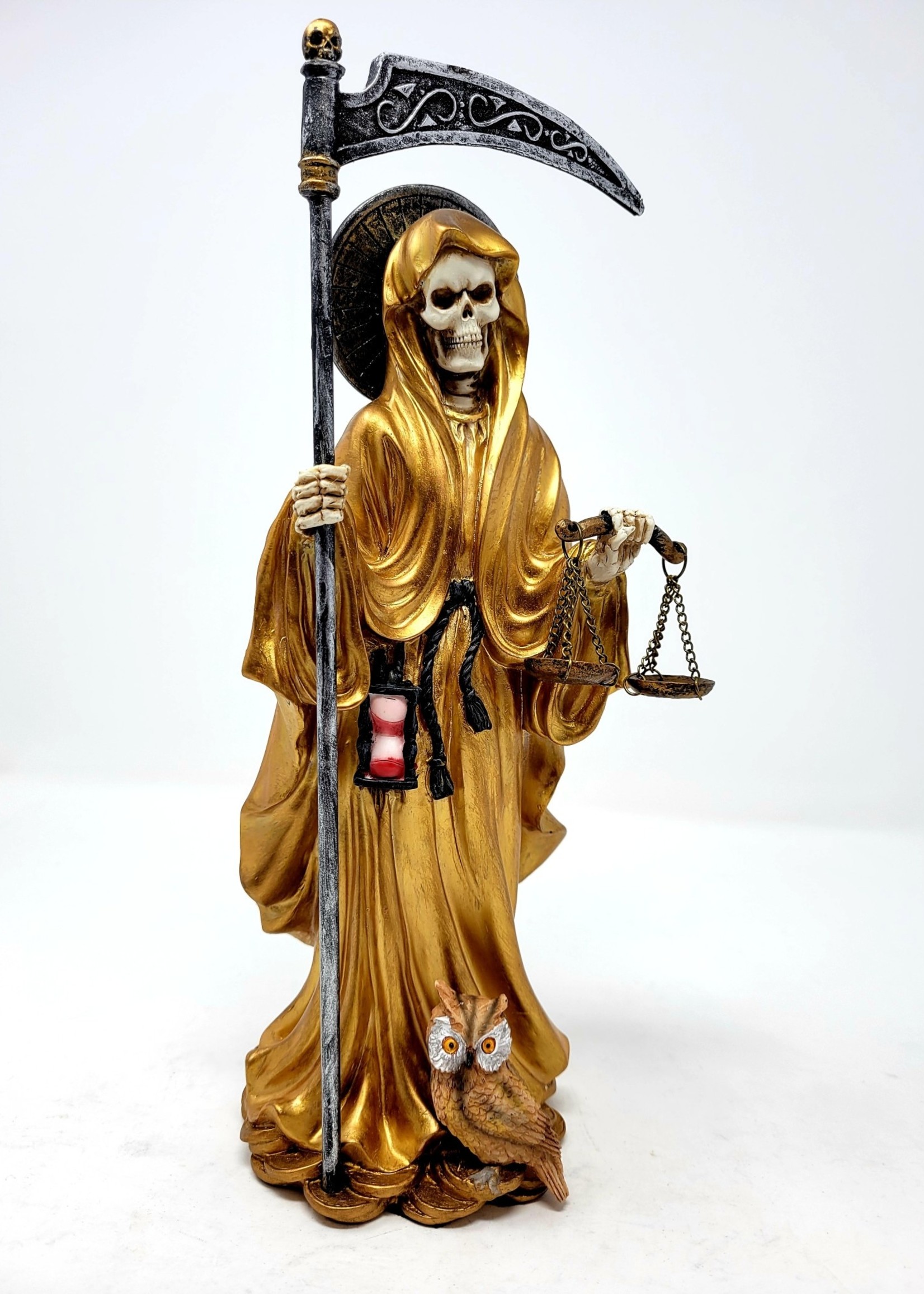 14k Tricolor Gold Plated santa Muerte Necklace 