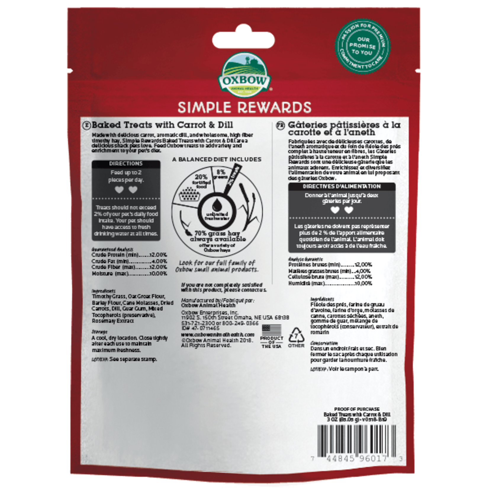 OXBOW Oxbow Simple Rewards Baked Treats with Carrot & Dill 3oz