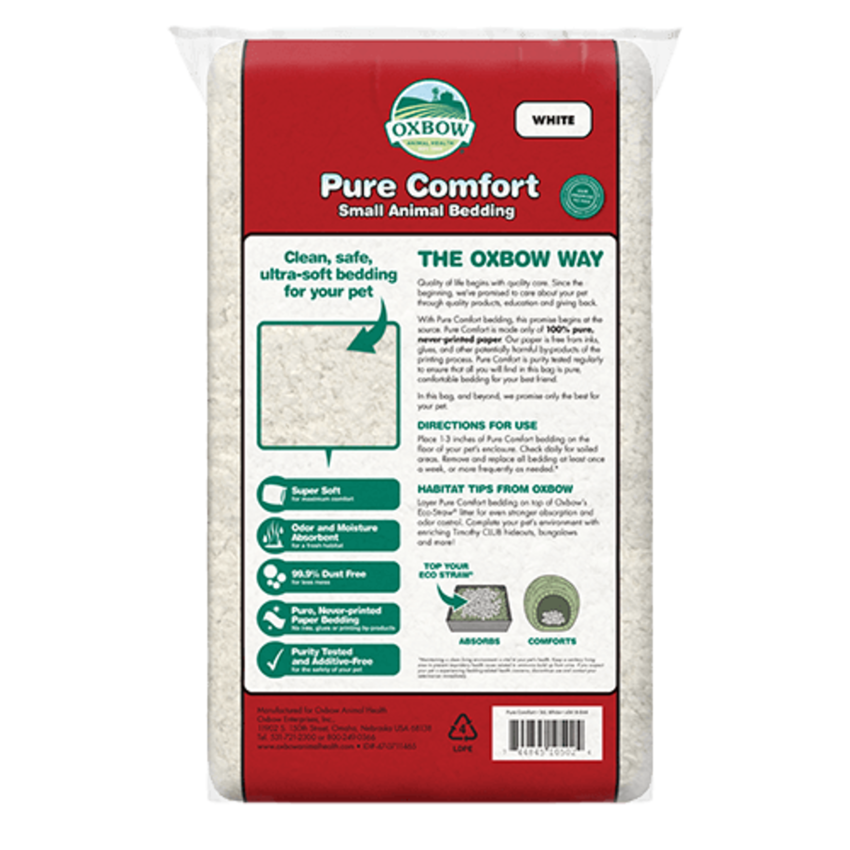 OXBOW Oxbow Pure Comfort - White Small Animal Bedding 72L