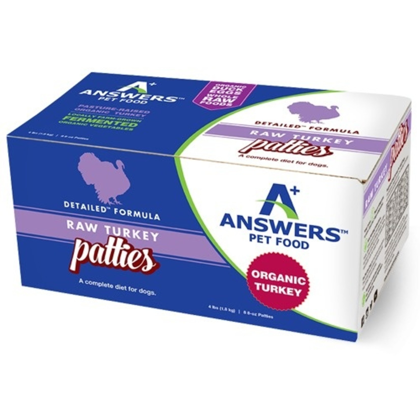 Answers Answers Frozen Raw Detailed 8.8 oz Patties Turkey Formula 4lb