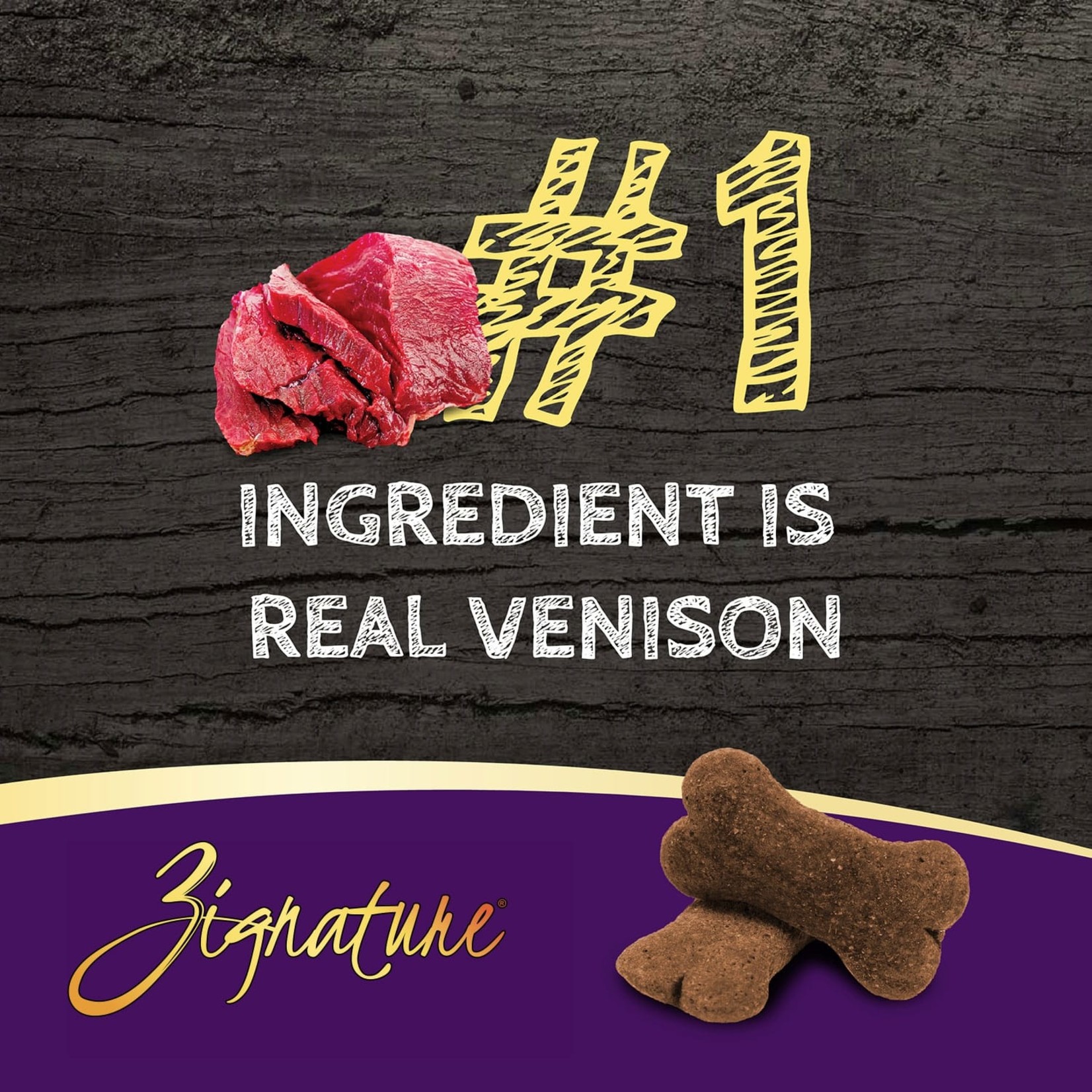 Zignature Zignature Venison Formula Ziggy Bar Biscuit Treats for Dogs 12oz