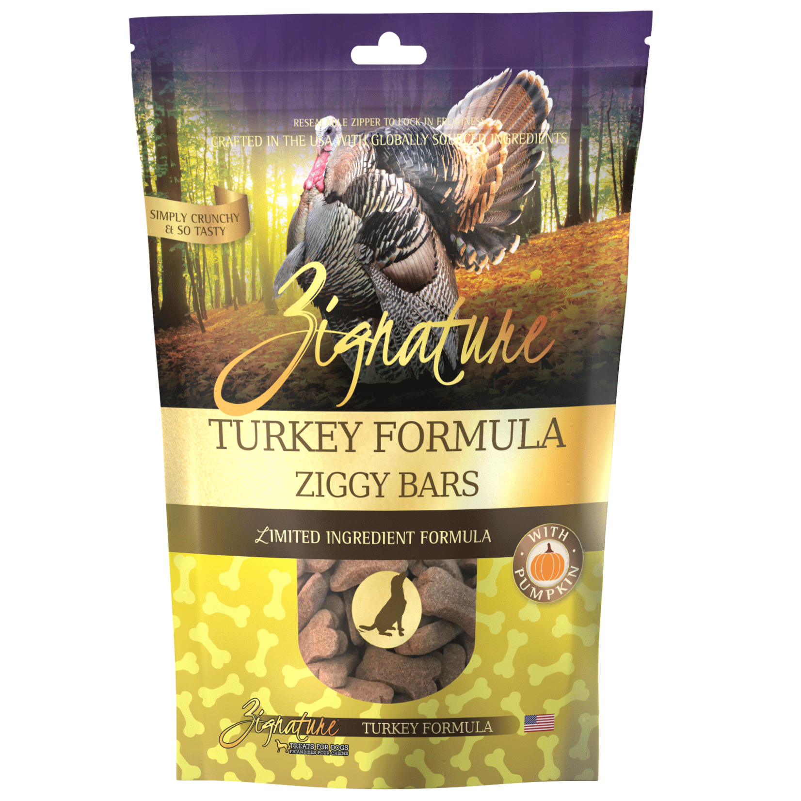 Zignature Zignature Turkey Formula Ziggy Bar Biscuit Treats for Dogs 12oz