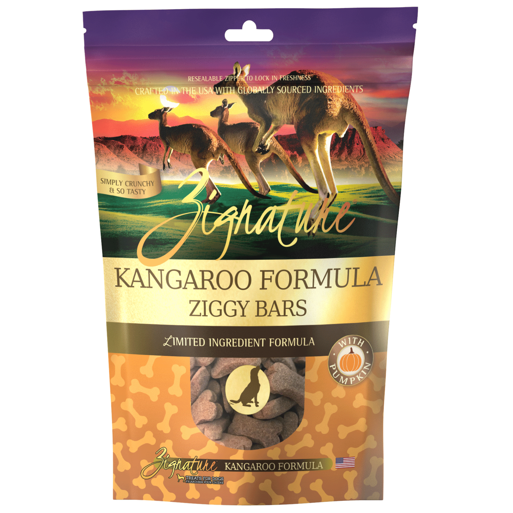 Zignature Zignature Kangaroo Formula Ziggy Bar Biscuit Treats for Dogs  12oz