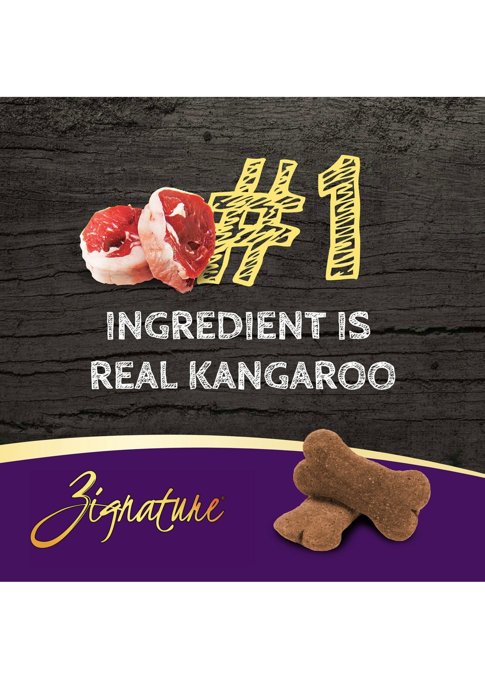 Zignature Zignature Kangaroo Formula Ziggy Bar Biscuit Treats for Dogs  12oz