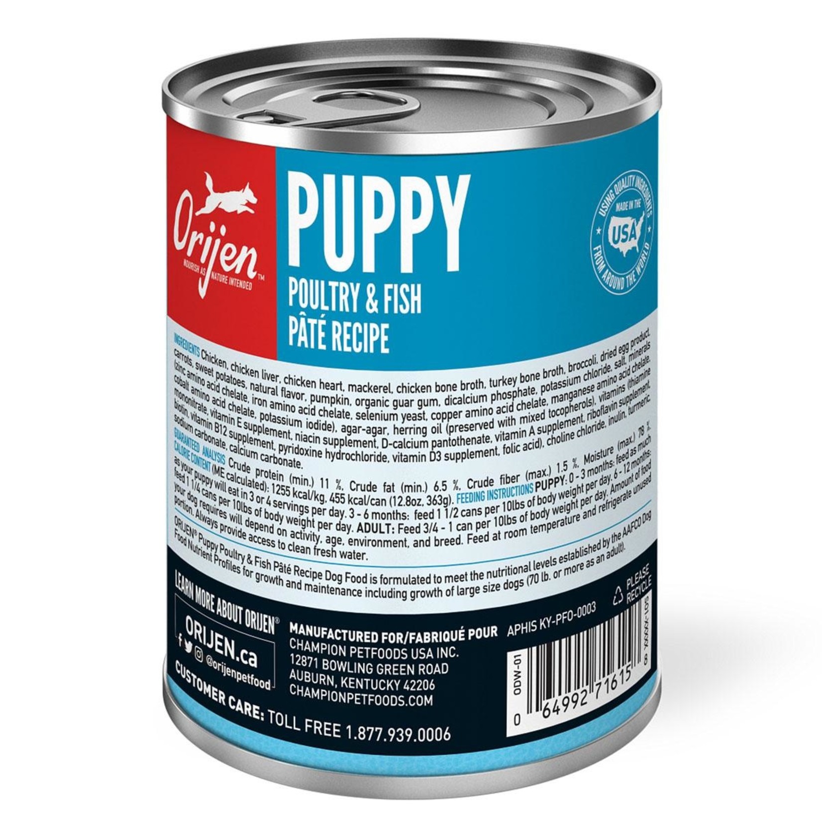 Orijen ORIJEN Puppy Poultry & Fish Paté Canned Dog Food 12.8oz