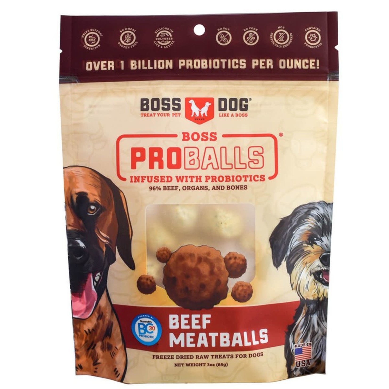 Boss Dog BOSS DOG BOSS PROBALLS Freeze-Dried Beef Meatballs 3oz
