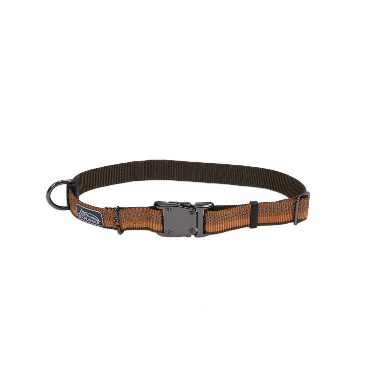Coastal K9 Explorer® Reflective Adjustable Dog Collar, Campfire Orange, 1" x 18"-26" Large