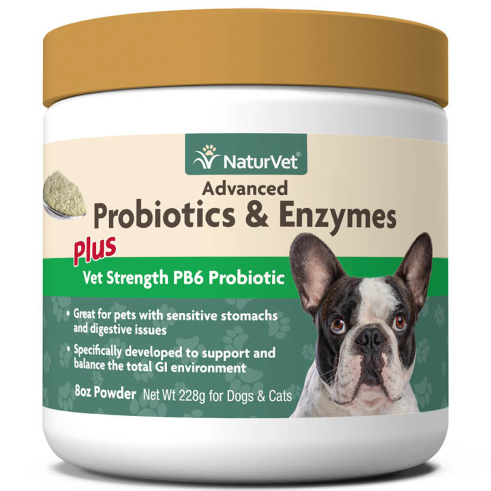 NaturVet NaturVet Advanced Probiotics & Enzymes Plus Vet Strength PB6 Probiotic Powder Digestive Supplement for Cats & Dogs 8oz