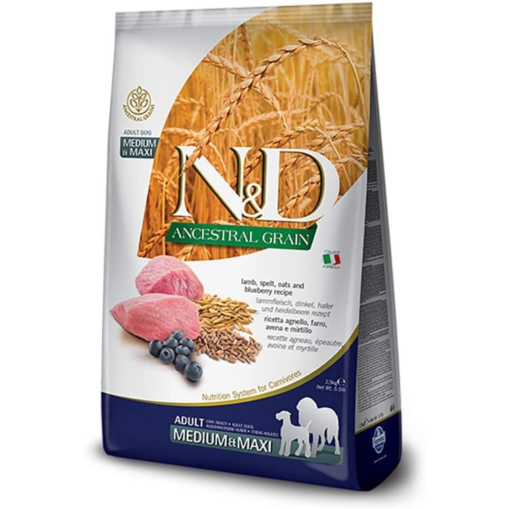 N & D Farmina N&D Farmina Dog Ancestral Grain - Lamb & Blueberry Med/Maxi 26.5lbs