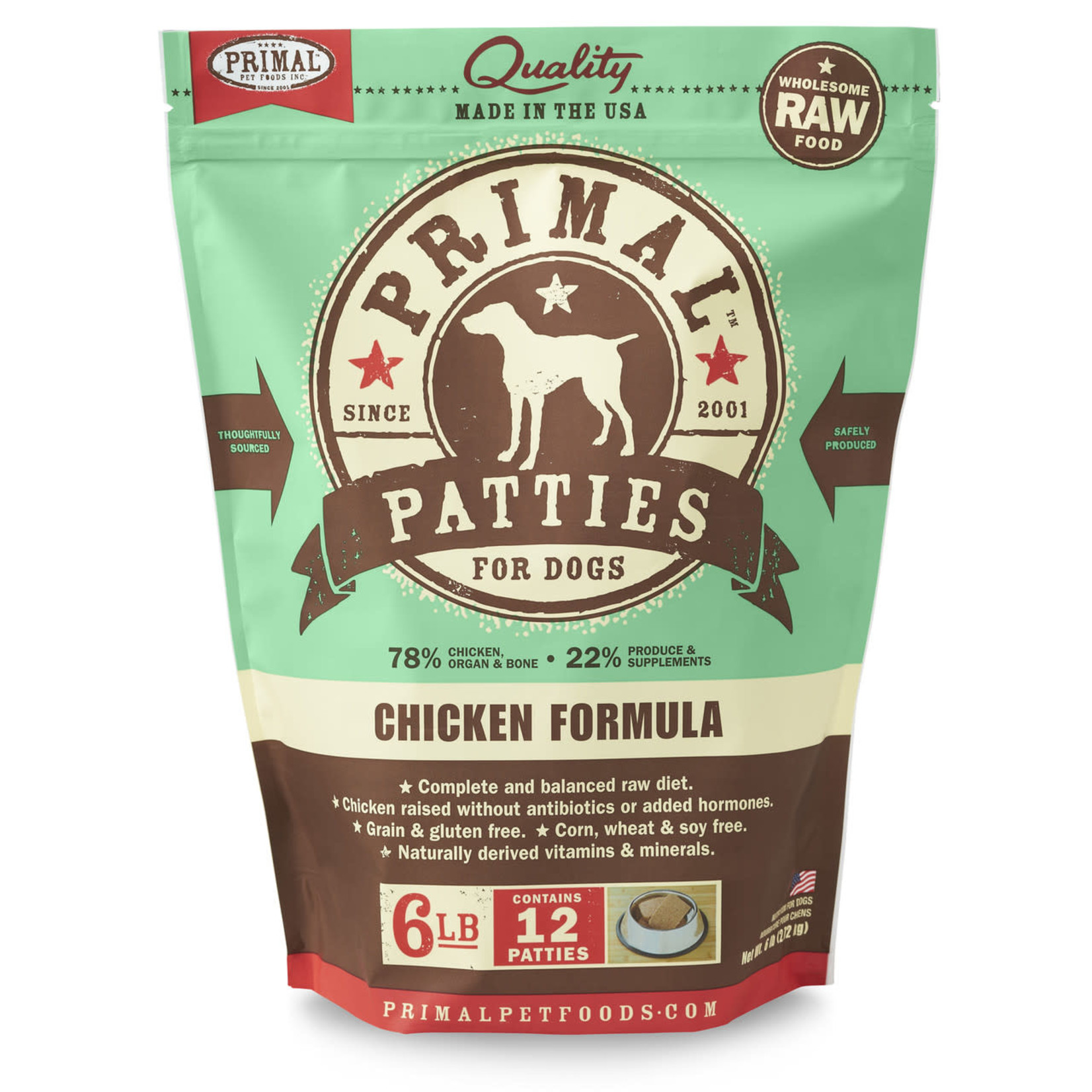 Primal Primal Dog Frozen Chicken Patties 6lbs