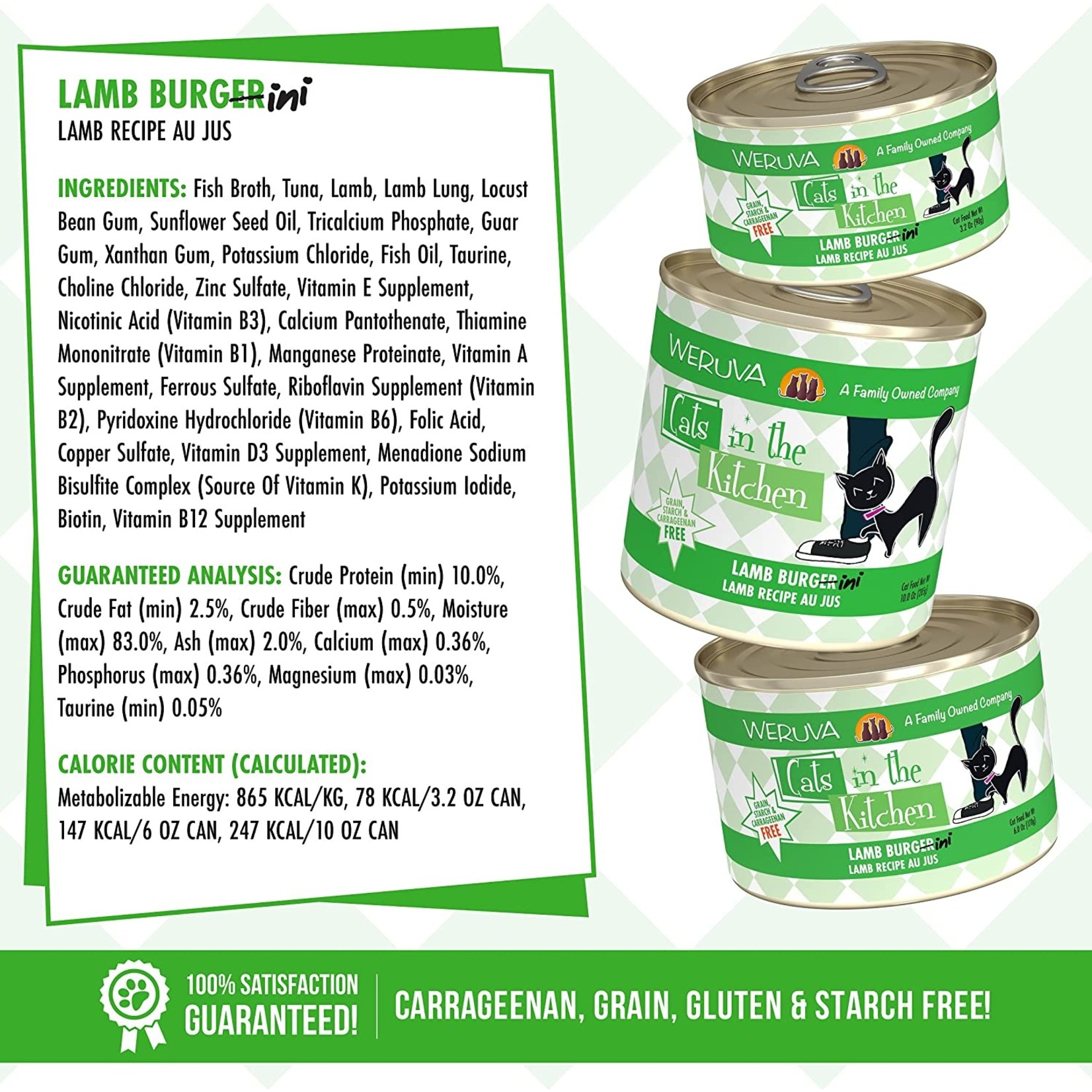 Weruva Weruva Cat Lamb Burgini 3.2oz (case 24) - KEEP 3 CASES IN STOCK