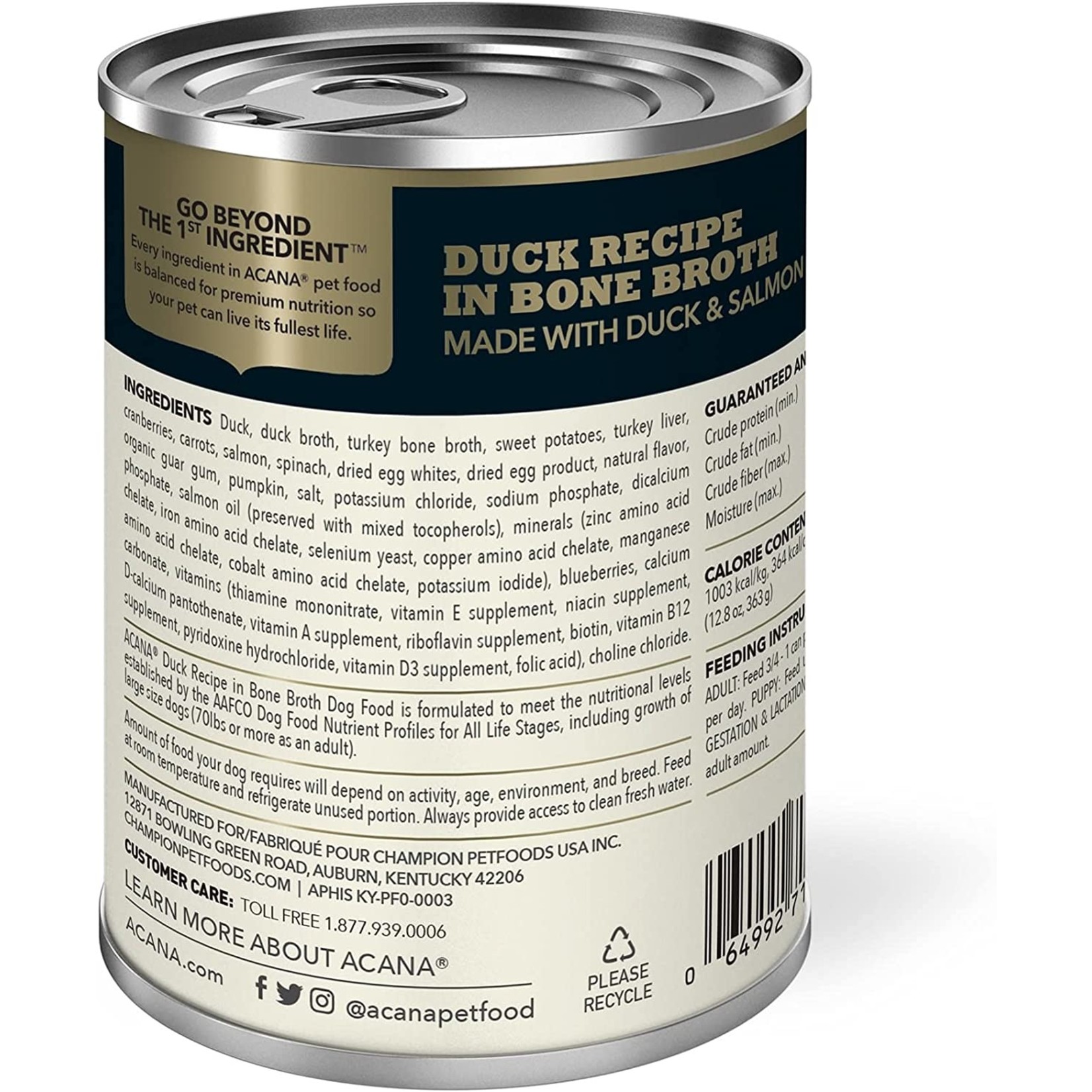 Acana Acana Duck in Bone Broth 12.8oz (case 12)