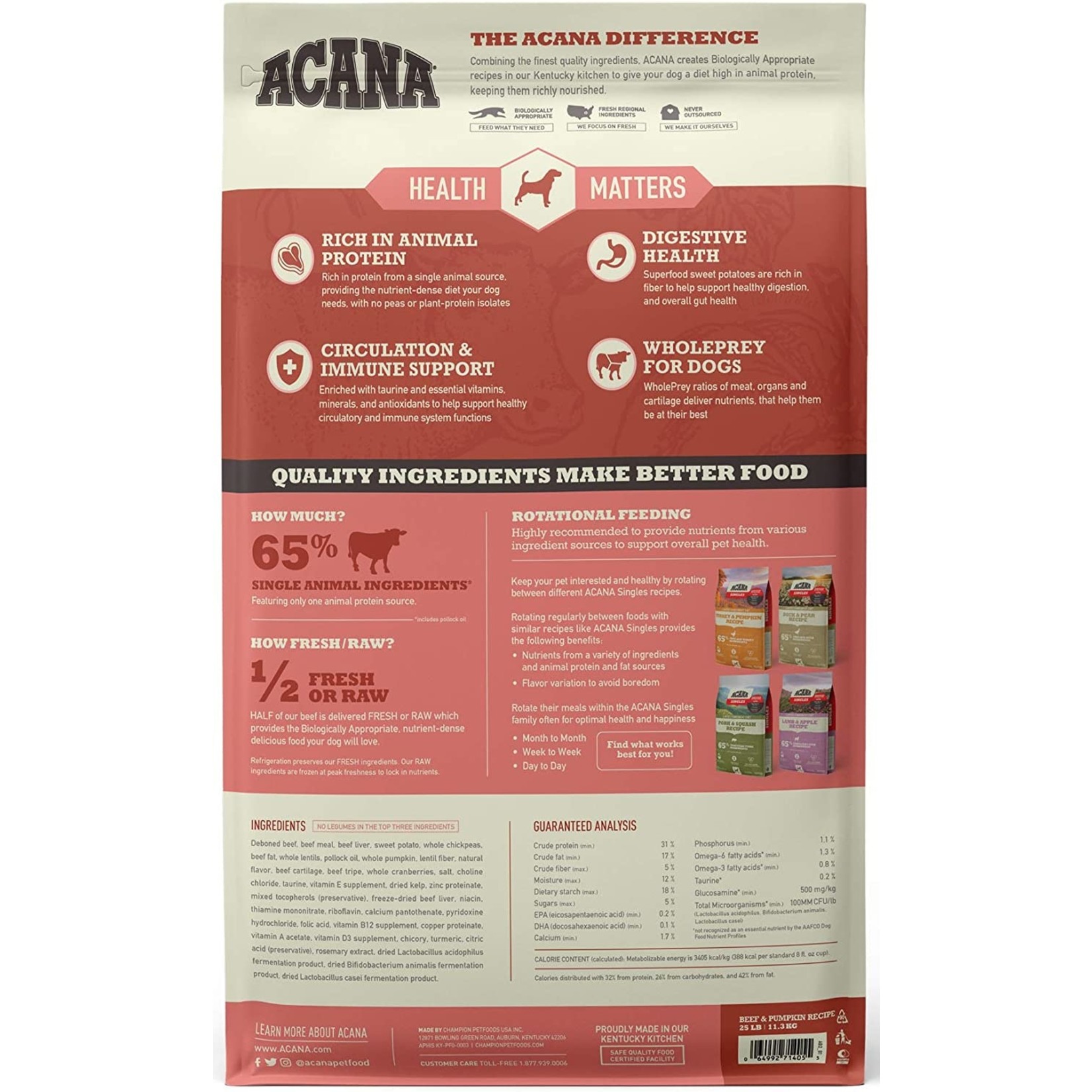 Acana Acana Beef & Pumpkin Singles 22.5lbs