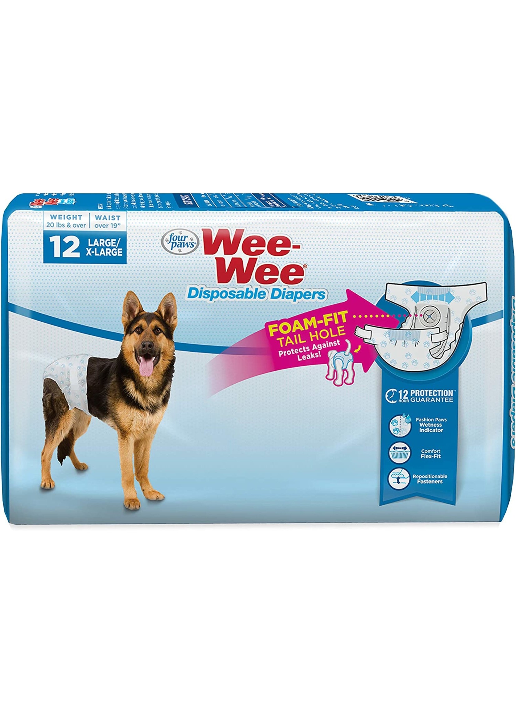 Four Paws Four Paws Wee Wee Diaper 12hr Large 12 count