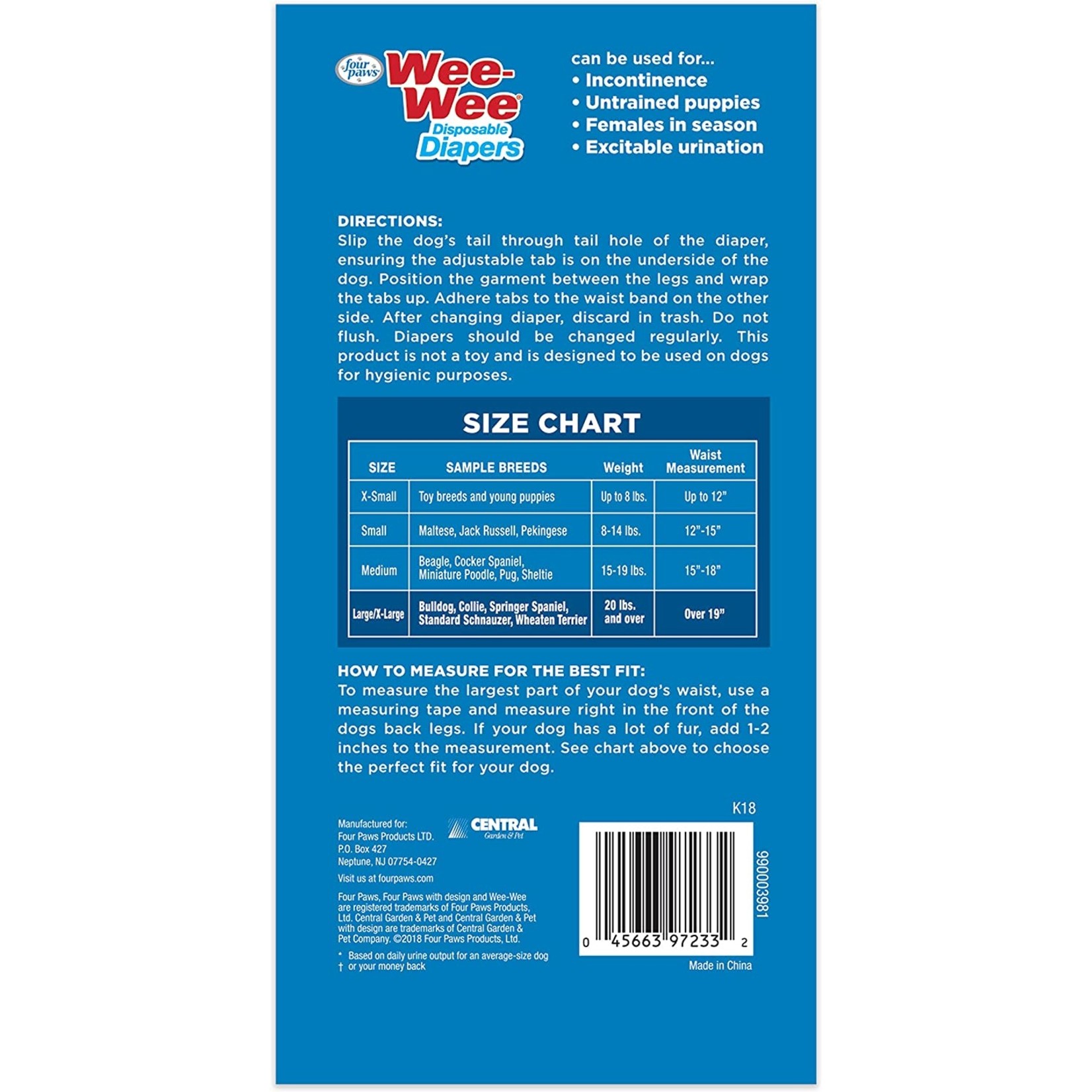 Four Paws Four Paws Wee Wee Diaper 12hr Large 12 count