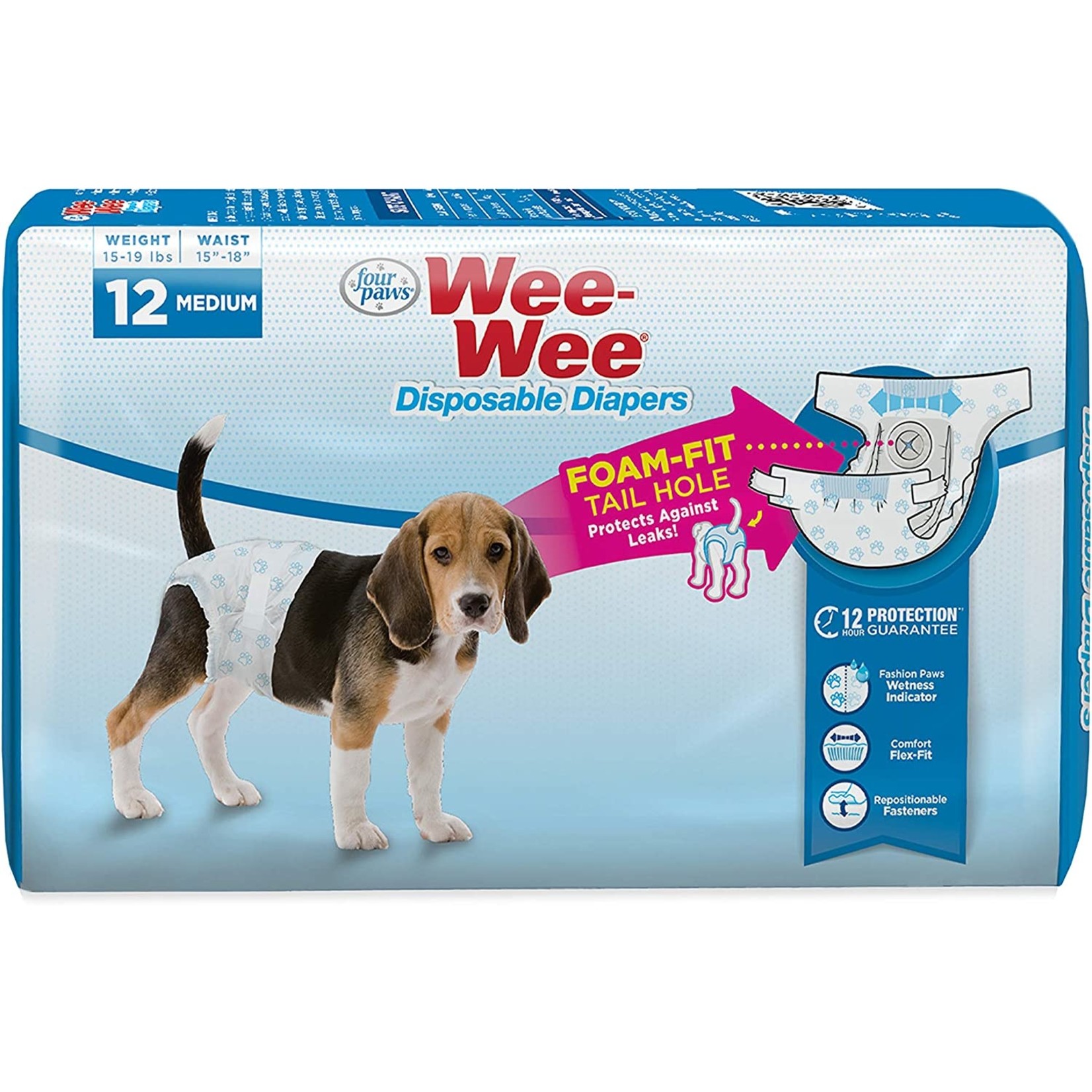 Four Paws Four Paws Wee Wee Diaper 12hr Medium 12 count