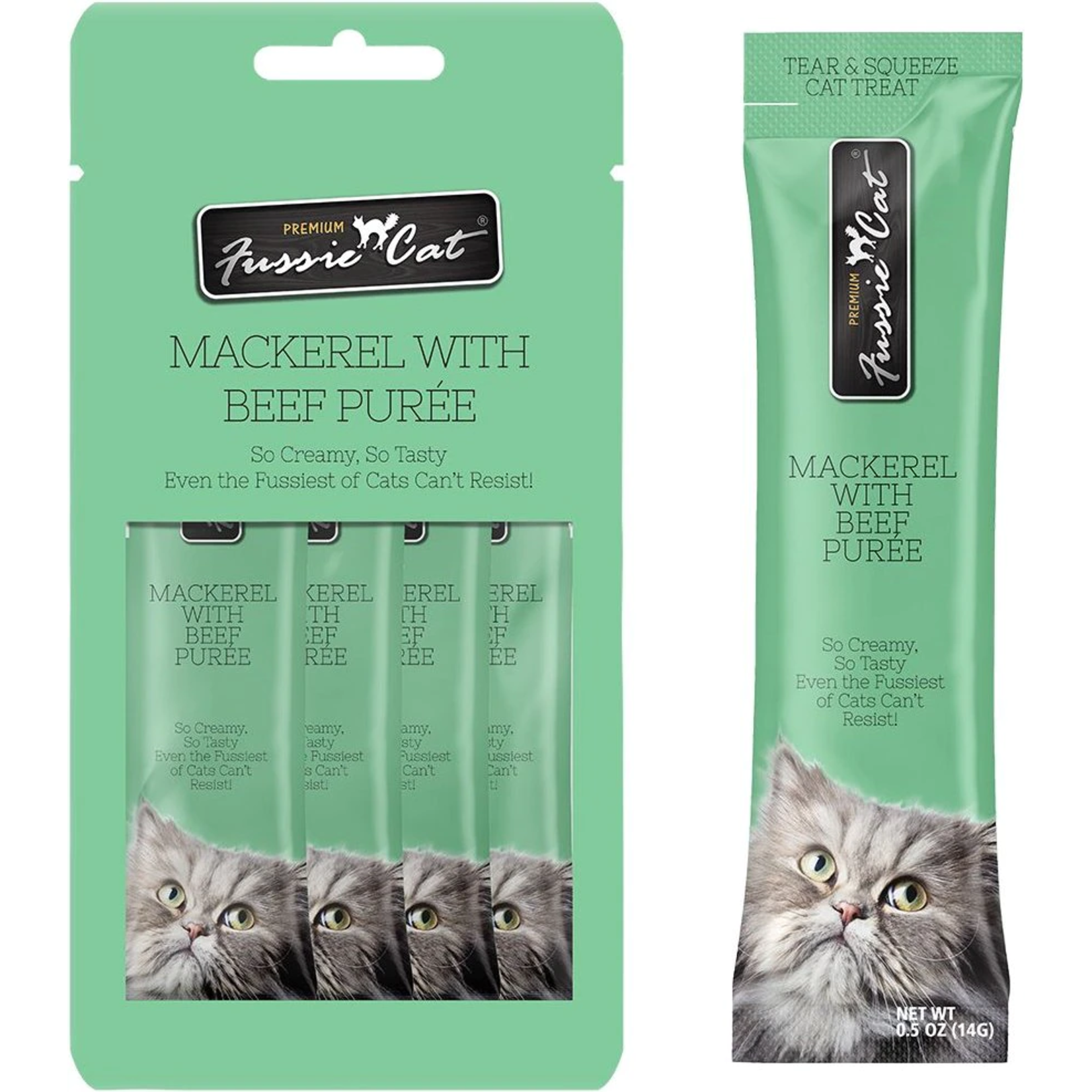 Fussie Cat Fussie Cat Puree 4pk - Mackerel & Beef 2oz