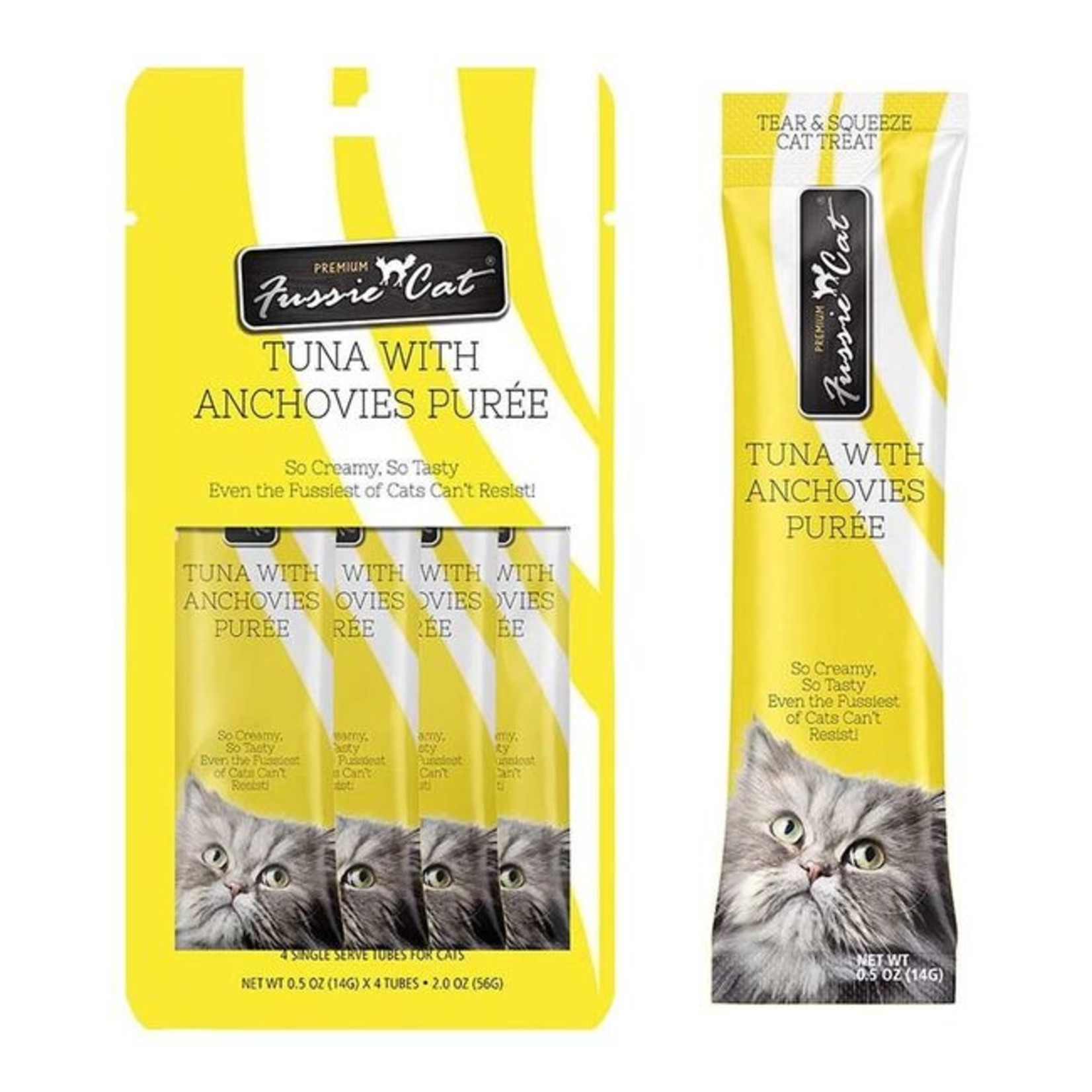 Fussie Cat Fussie Cat Puree 4pk - Tuna & Anchovy 2oz
