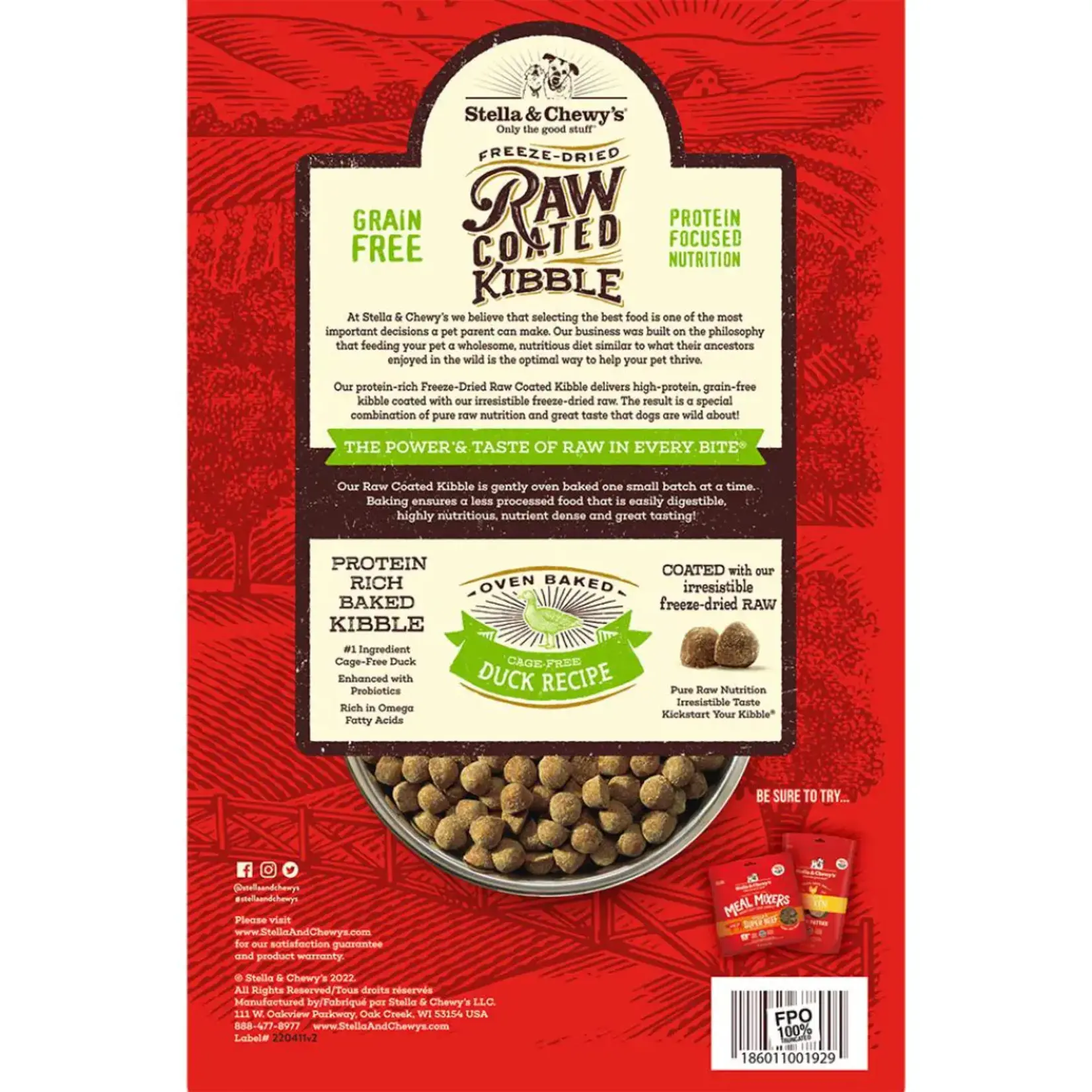 Stella & Chewy Stella & Chewy Duck Raw Coated Grain Free 22lbs