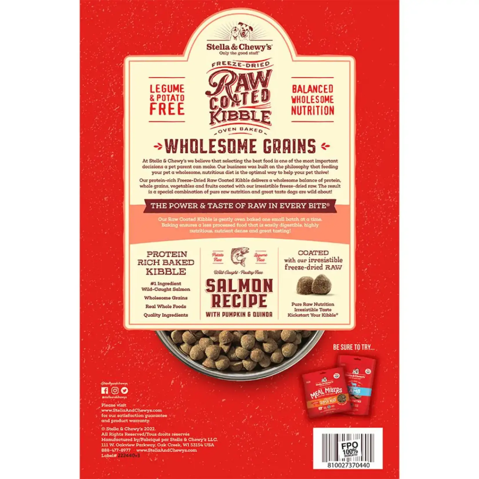 Stella & Chewy Stella & Chewy Salmon, Pumpkin & Quinoa Wholesome Grain Dog 22lbs